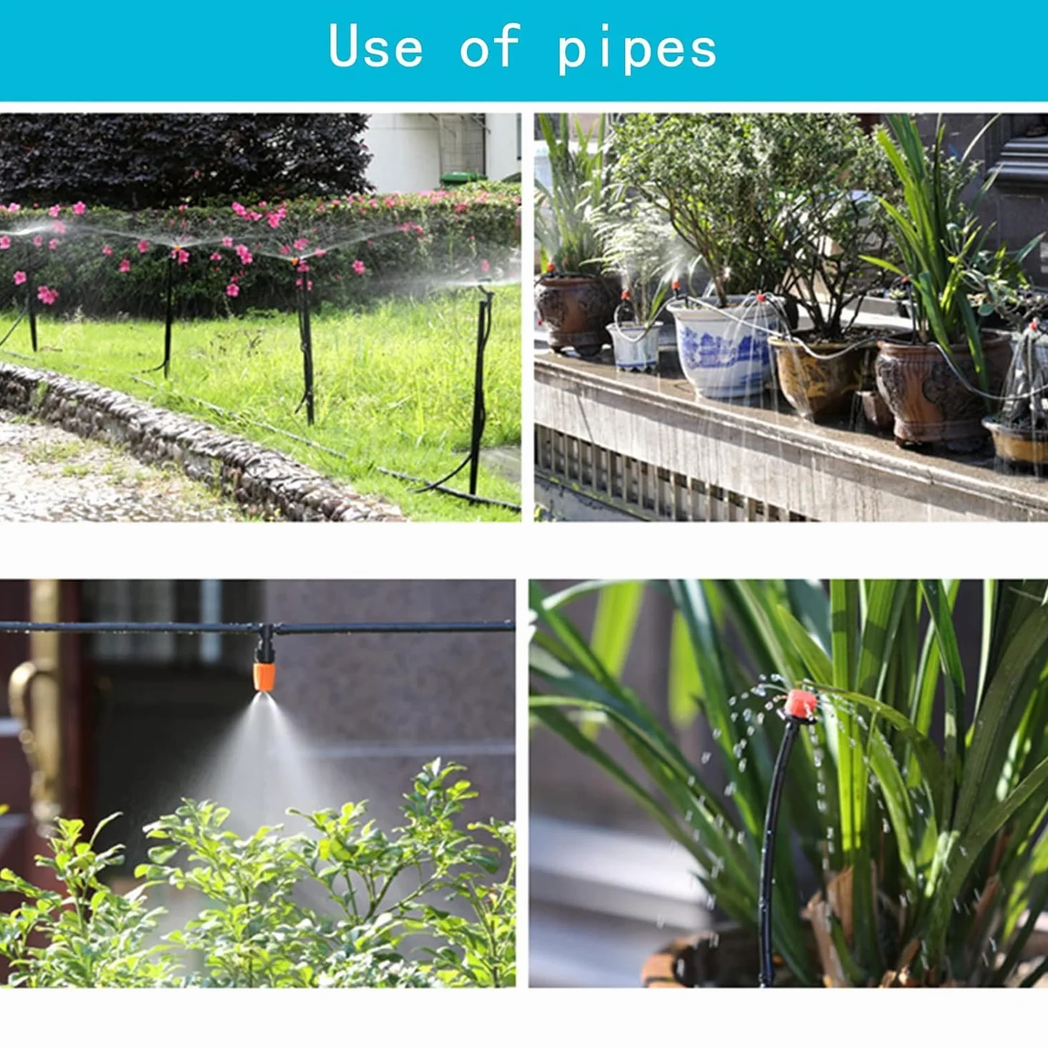 Tuyau d'irrigation Micro 10m, 1/4 pouce, I.D 4mm/O.D 6mm, noir pour jardin