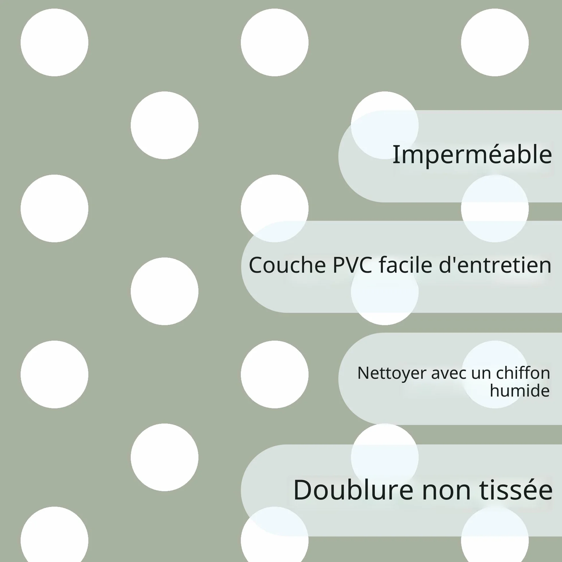 Nappe en Toile cirée PVC Facile à Nettoyer Protection Table à Pois 100 x 140 cm Vert Sauge