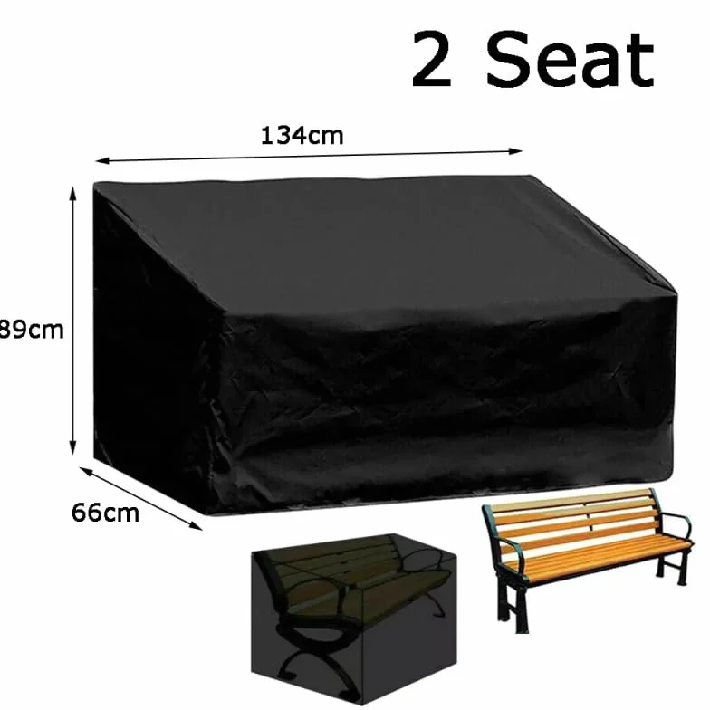 Housses de banc de jardin imperméable 210D 3 places noir 134x66x89 cm
