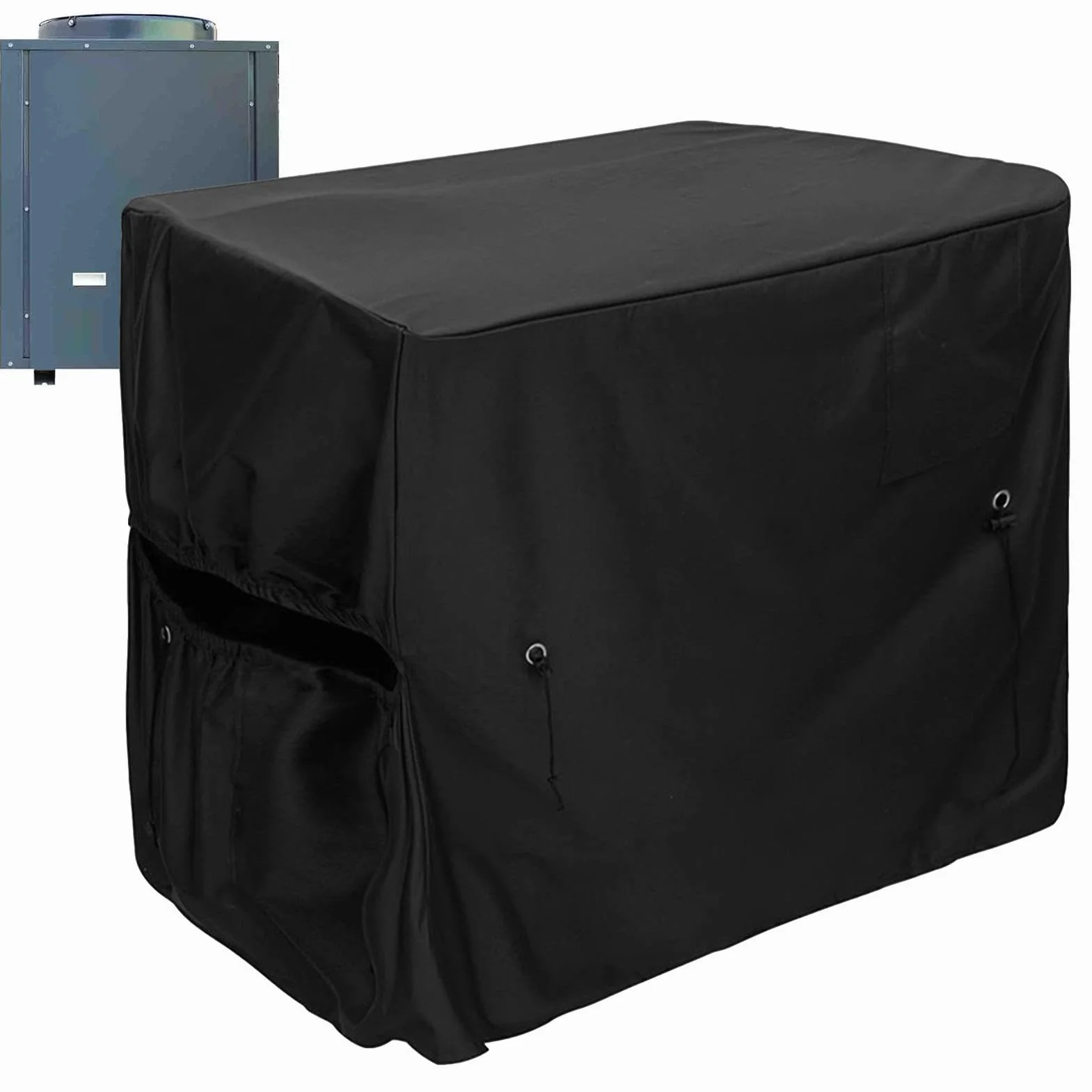 Housse de Pompe à Chaleur Imperméable Tissu Oxford Isolé avec Cordons de Serrage, Modèle Hiver Réglable
