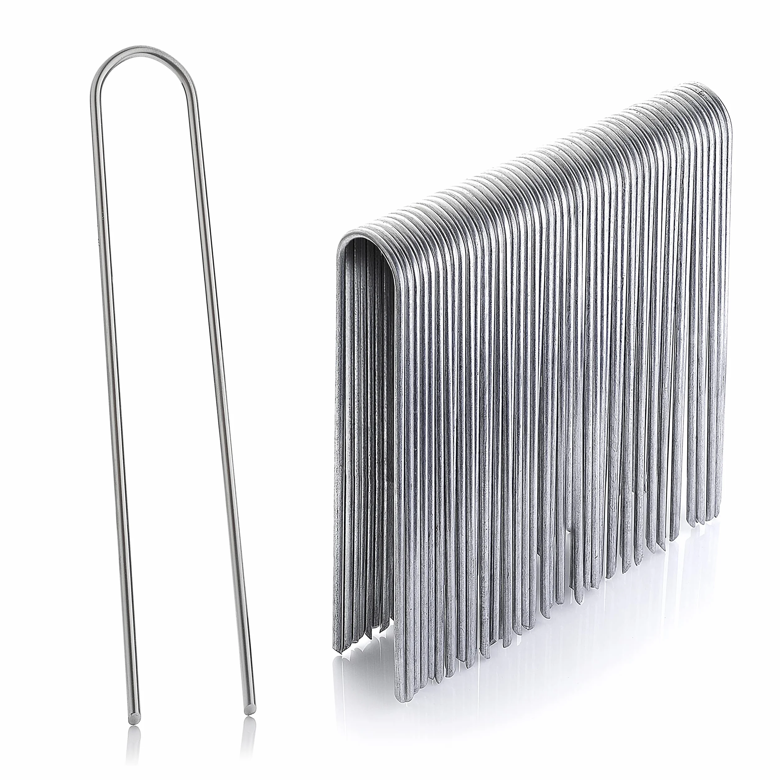 GardenMate Lot de 50 Piquets de Fixation en Acier galvanisé H200mm L25mm Ø3,8mm tête Ronde