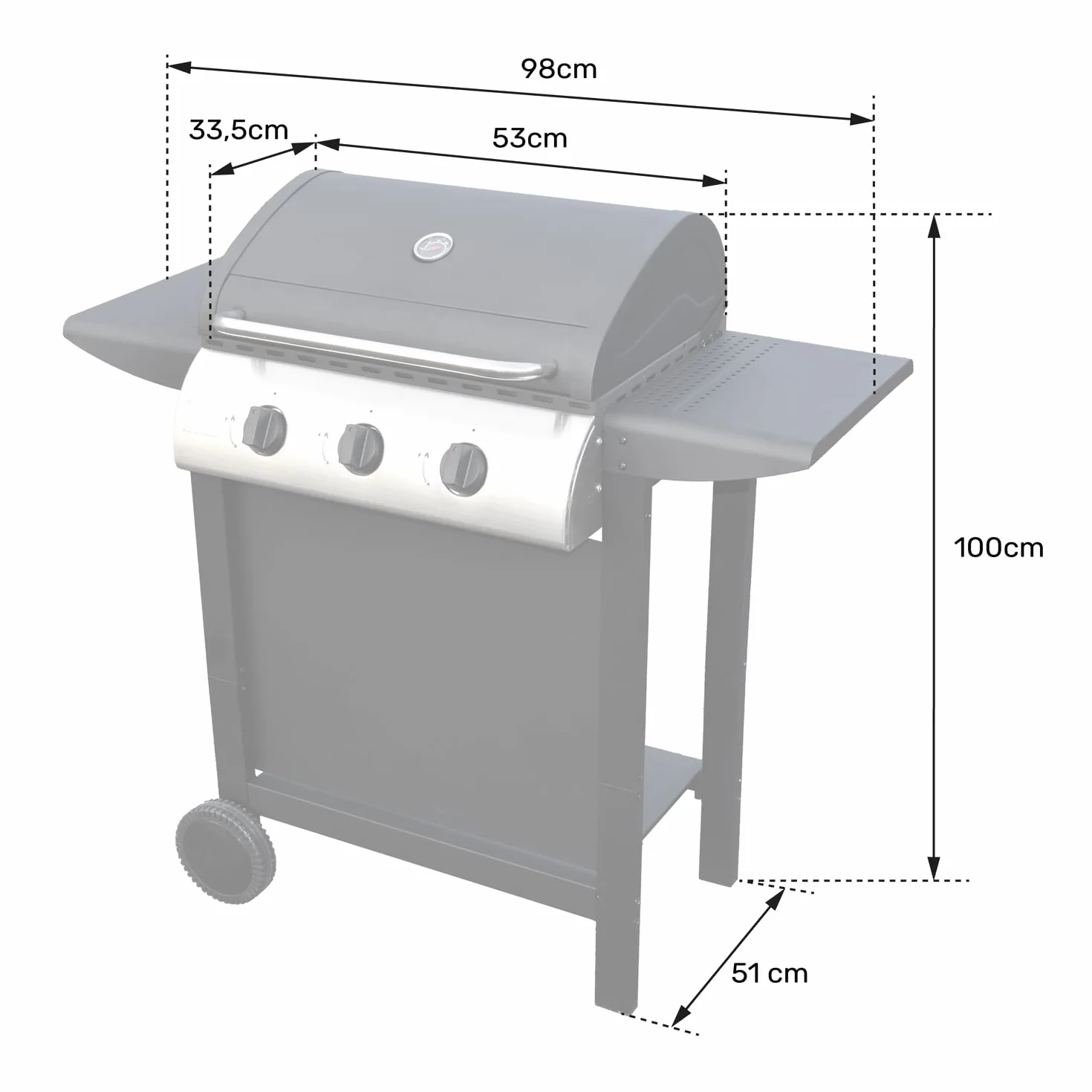 Barbecue Gaz Hawaï 3 Brûleurs 8,4 kW Butane/Propane HAPPY GARDEN