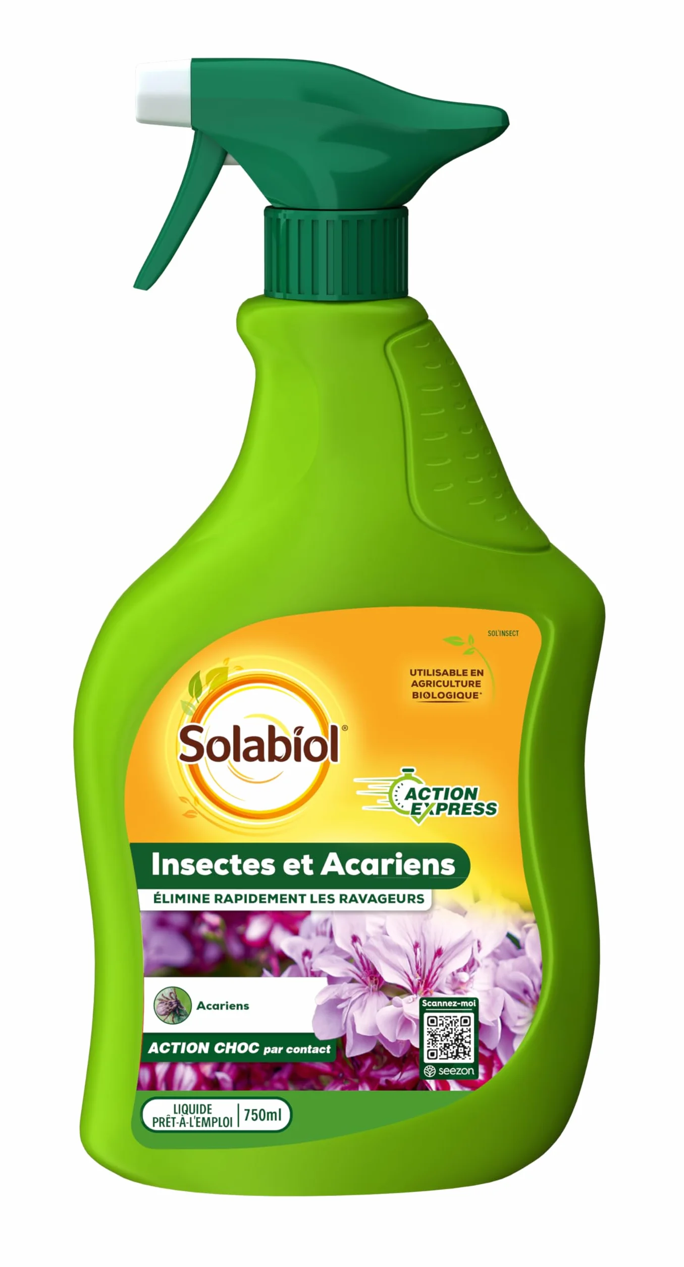 SOLABIOL Insecticide Anti Cochenilles Pucerons Acariens Pyrale Buis 750ml Prêt à l'Emploi