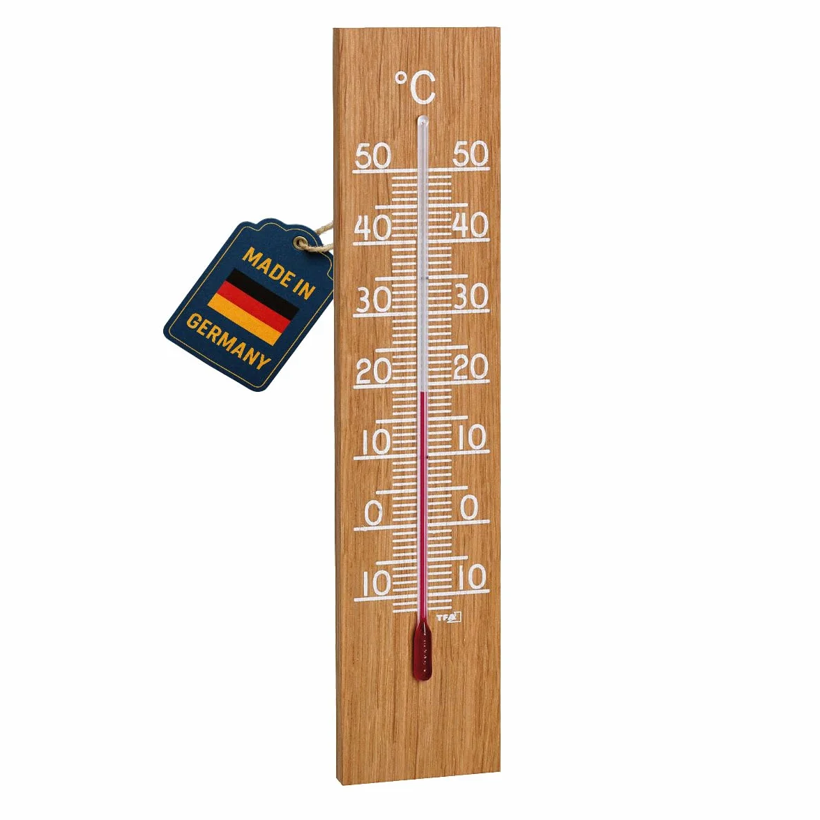 TFA Dostmann Thermomètre analogique intérieur extérieur bois résistant intempéries haute précision chêne