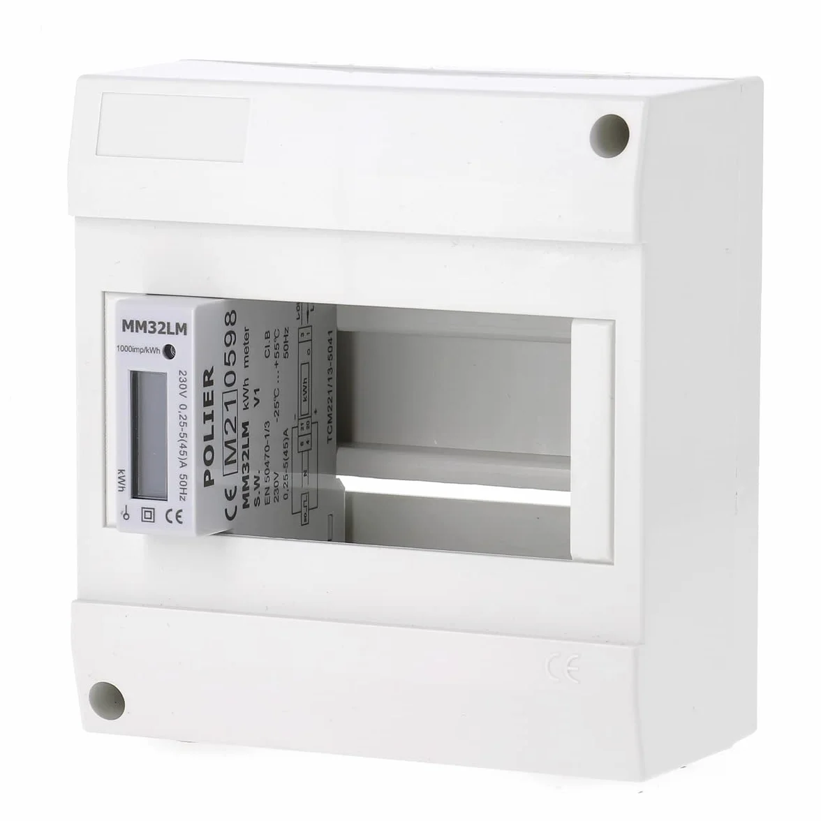 POLIER - MM32LM : Compteur électrique - Monophasé 45 A - Certifié MID - Sortie d'impulsion - Simple tarif - Affichage LCD