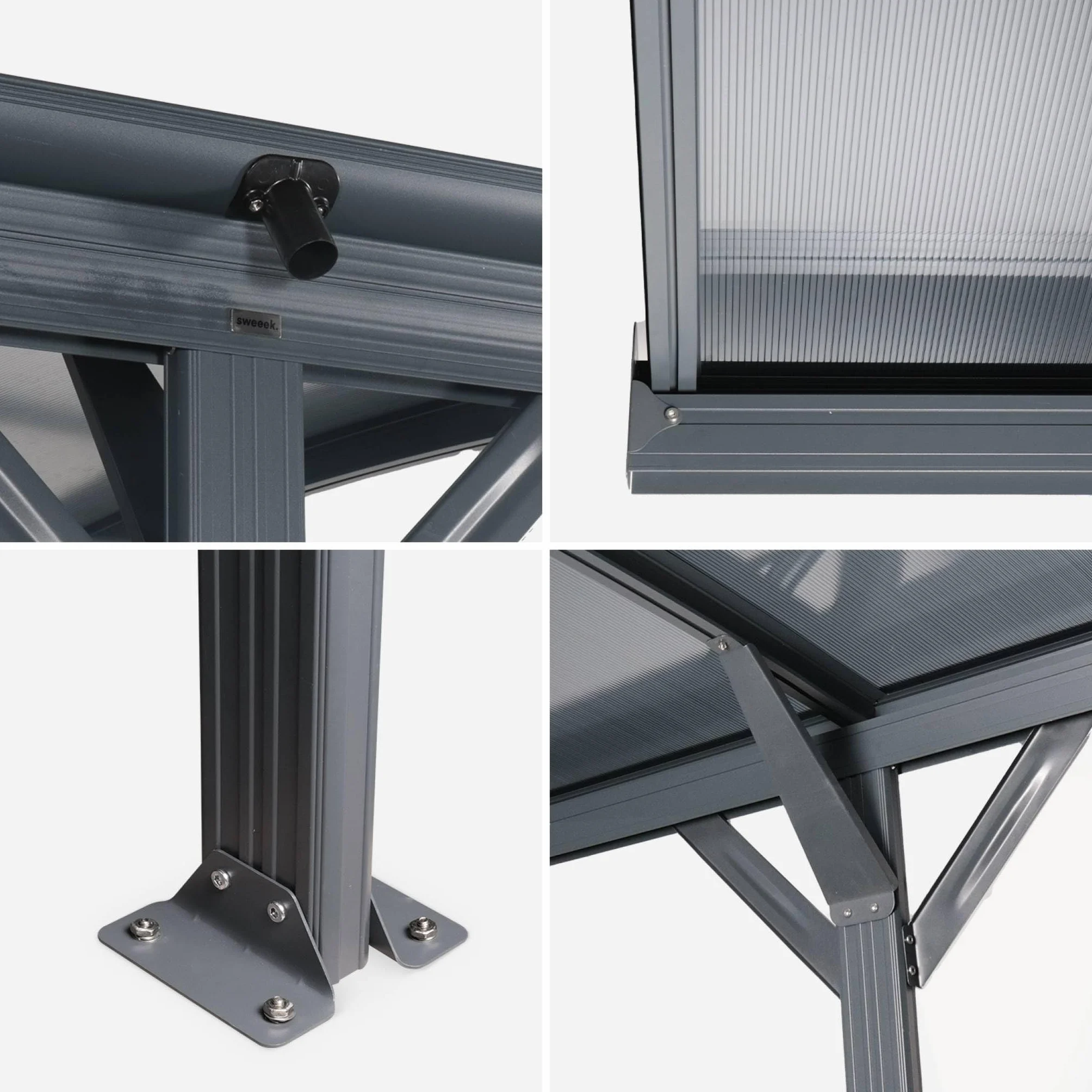 Alice's Garden Carport Aluminium Anthracite Polycarbonate Le Mans 5x3m abri Voiture 500x300x220 cm