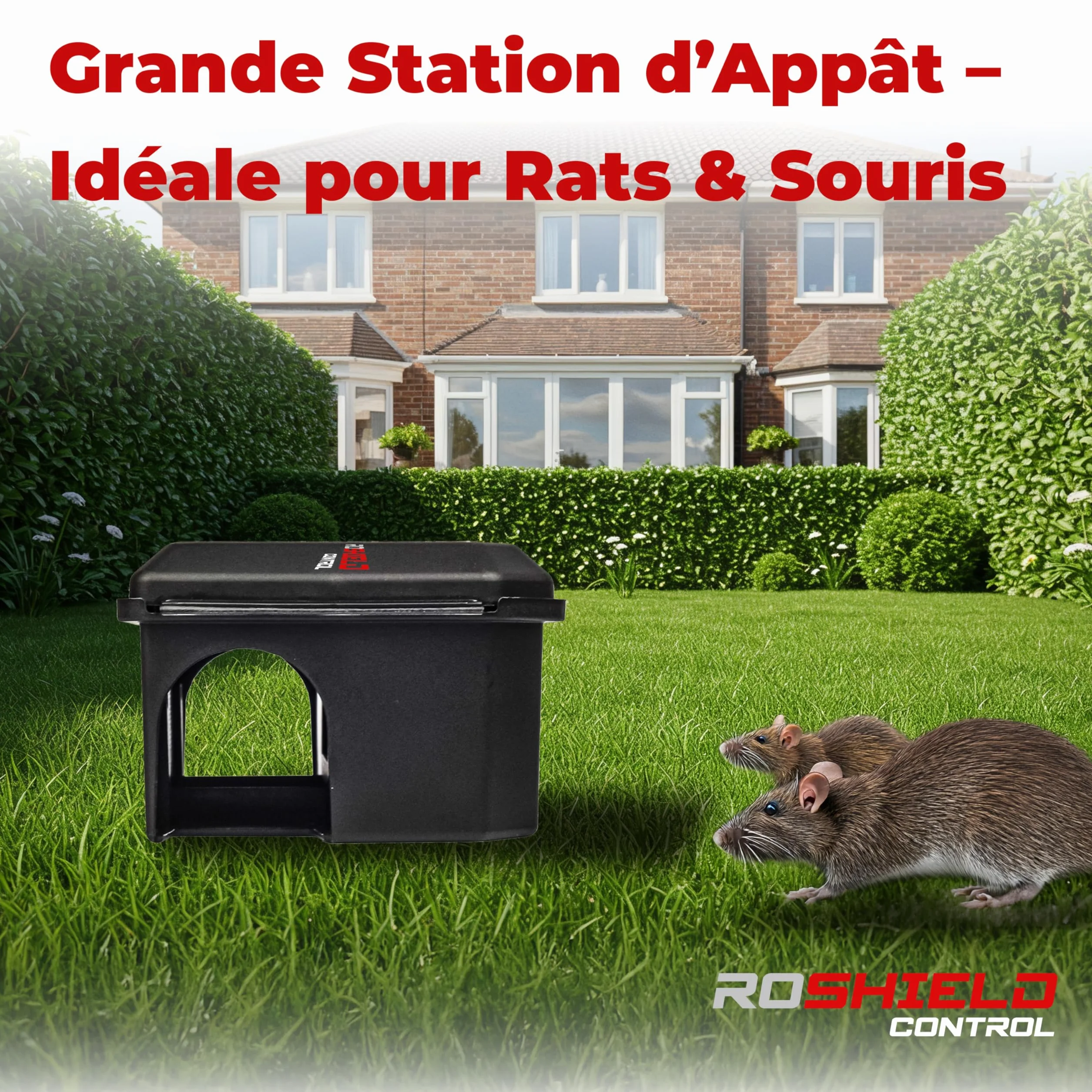 Roshield Lot de 4 Stations d’Appât Inviolables pour Rats et Souris Intérieur Extérieur
