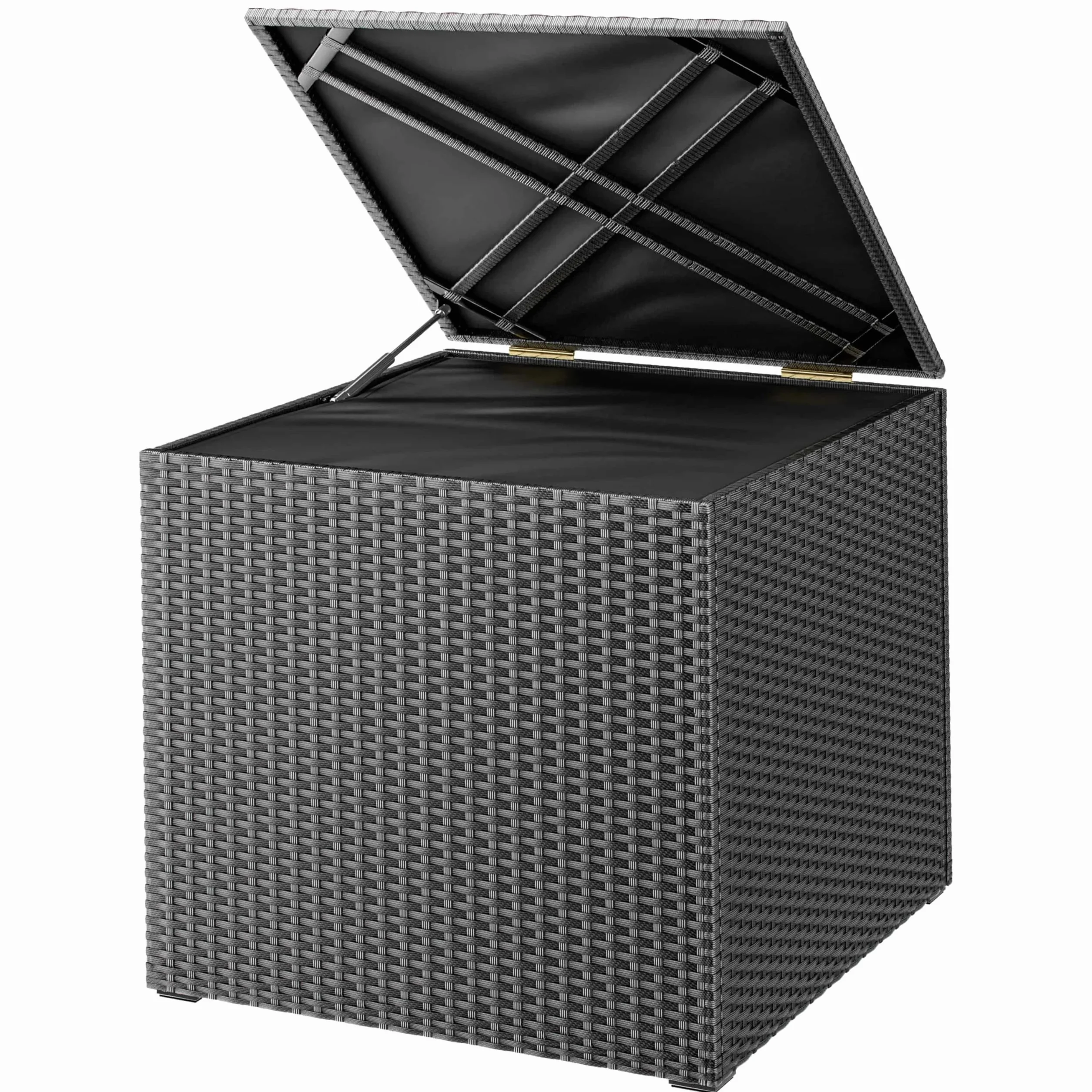 Casaria Coffre de rangement 318 L 75x75x70cm Polyrotin Résistant intempéries Imperméable Balcon Noir