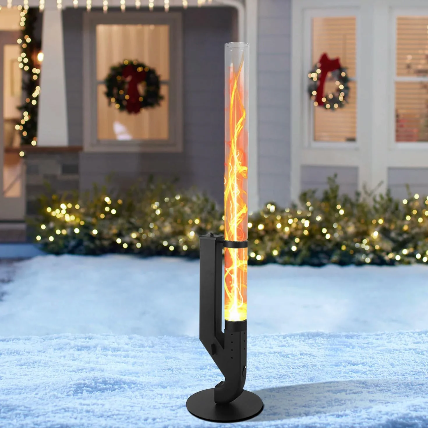 Tube de feu à granulés en acier inoxydable 100 x 8 cm colonne de feu pour jardin terrasse
