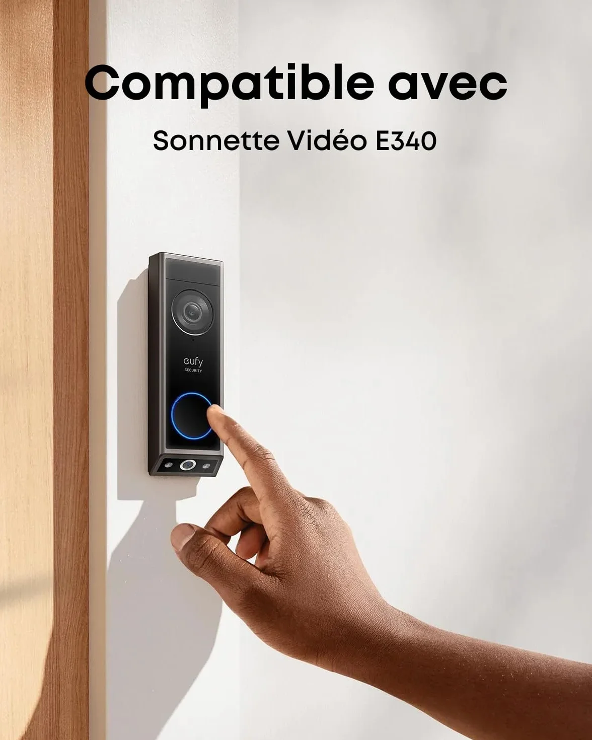 Carillon additionnel pour Sonnette vidéo eufy Security, Carillon intérieur, nécessite Une Sonnette vidéo E340, sans délai, Volume réglable, 8 sonneries