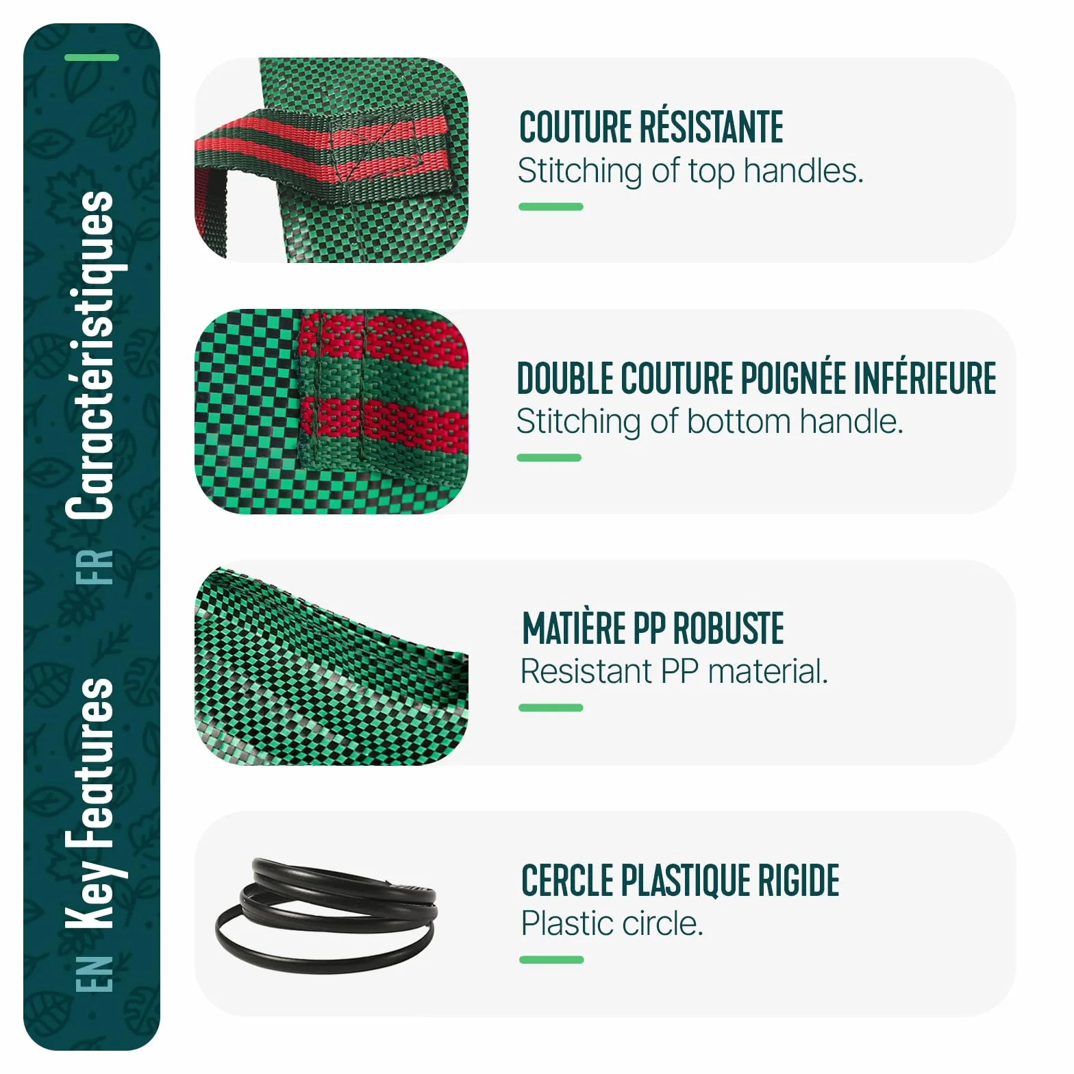 VOUNOT® Sacs à Déchets XXL 272Lx6 Jardin Réutilisables avec Poignées PP Pliables