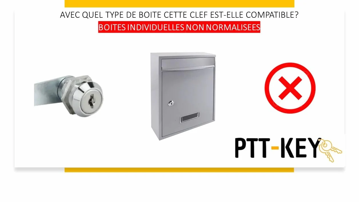 PTT KEY®| Clé Pass PTT T10 – pour boîte aux lettres individuelles norme NF-D27-405 et certains halls d'immeuble- Serrure standard La Poste. (1)