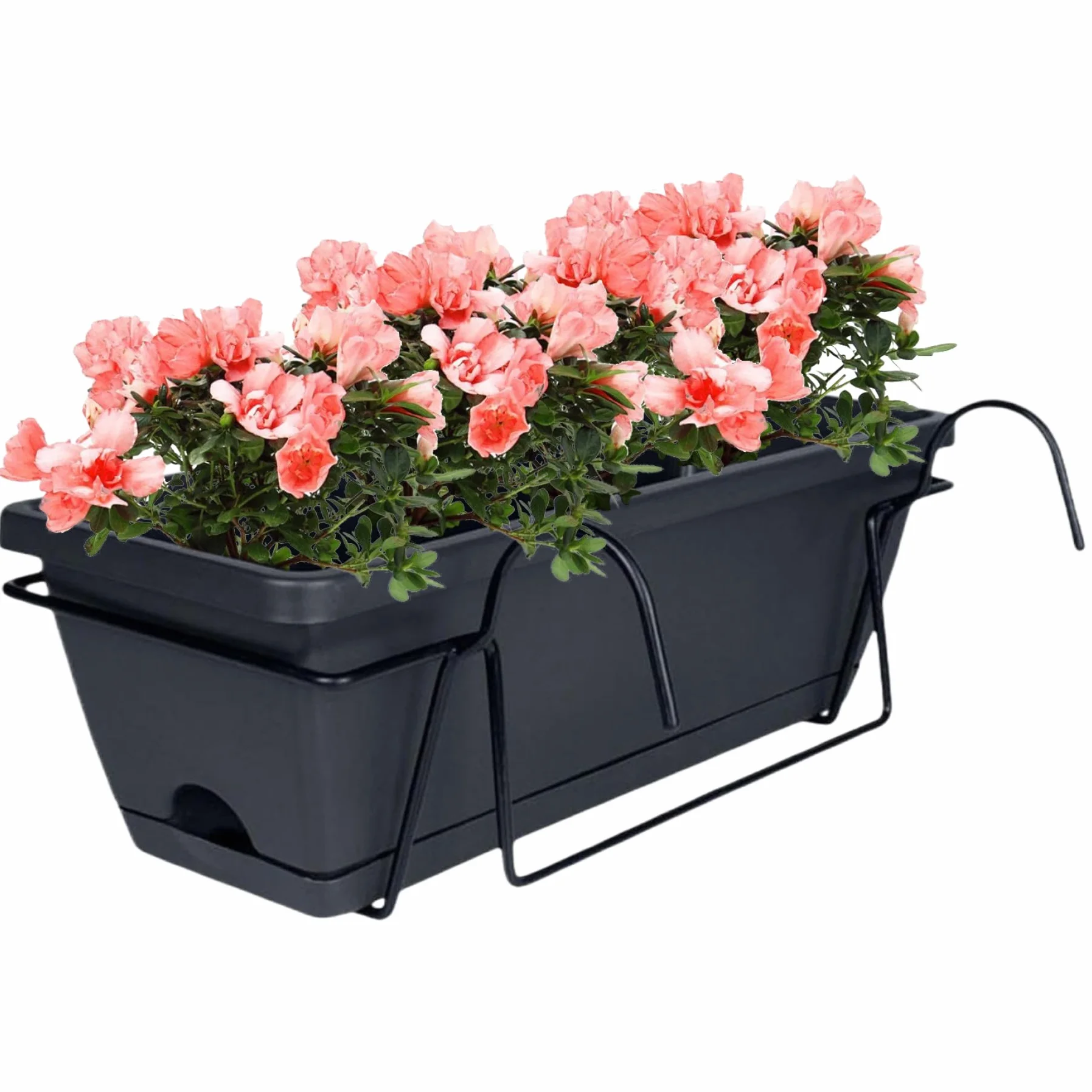 Jardinière de Balcon 43,2 cm avec Plateau Soucoupe Respirant à Suspendre Trous Drainage