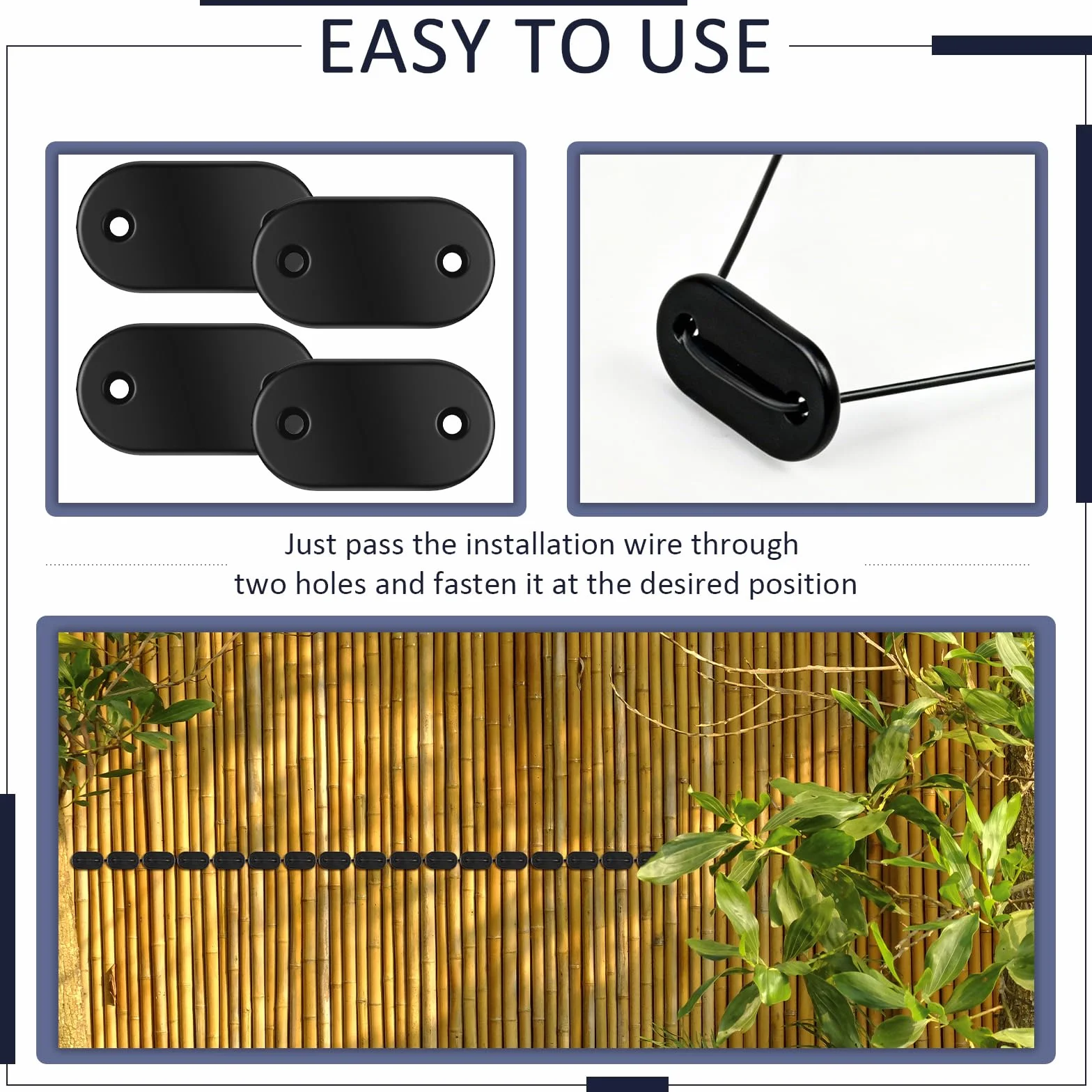 Kit de Fixation de Clôture Brise-Vue Résistant aux Intempéries - 100 Pièces Attaches avec Clips et Câbles