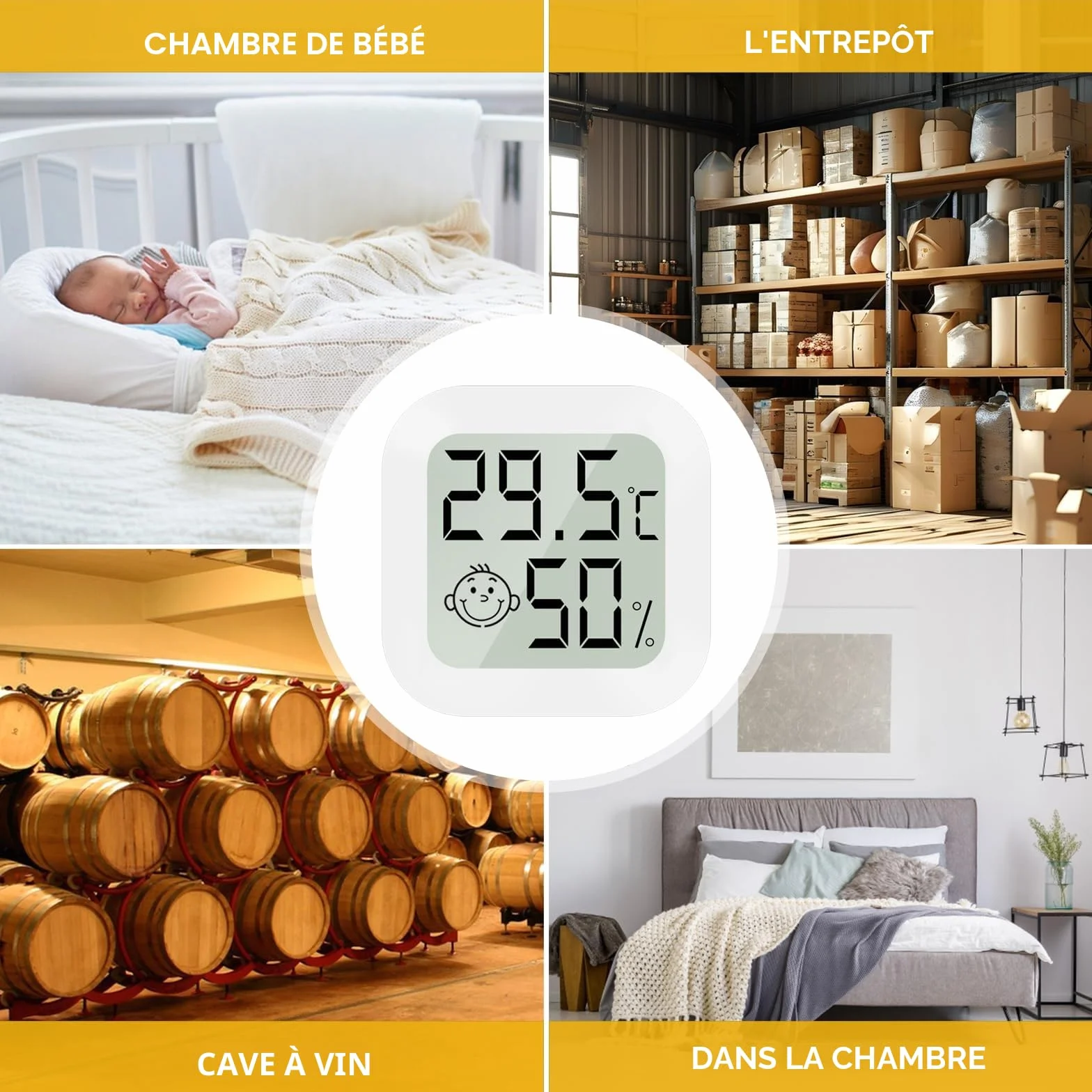 CNMTCCO Thermomètre hygromètre intérieur 4 pièces mini thermomètre digital pour chambre de bébé