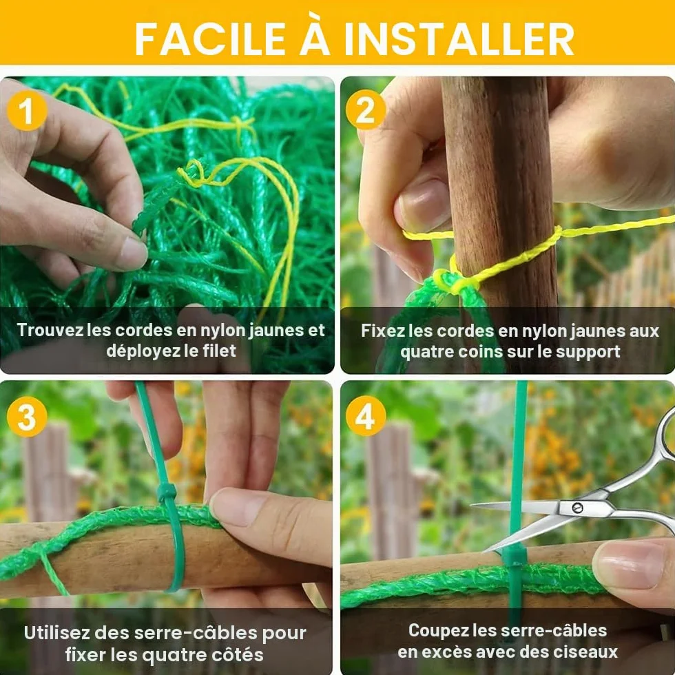 Filet pour Concombre 5 m x 2 m Treillis Jardin Plante Grimpante Exterieur avec Clips et Attaches