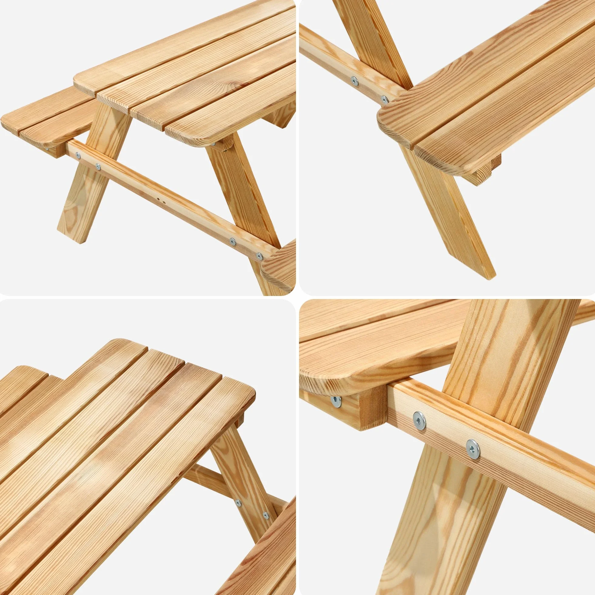 KADAX Table de pique-nique pour enfant en bois avec bancs, ensemble de jardin