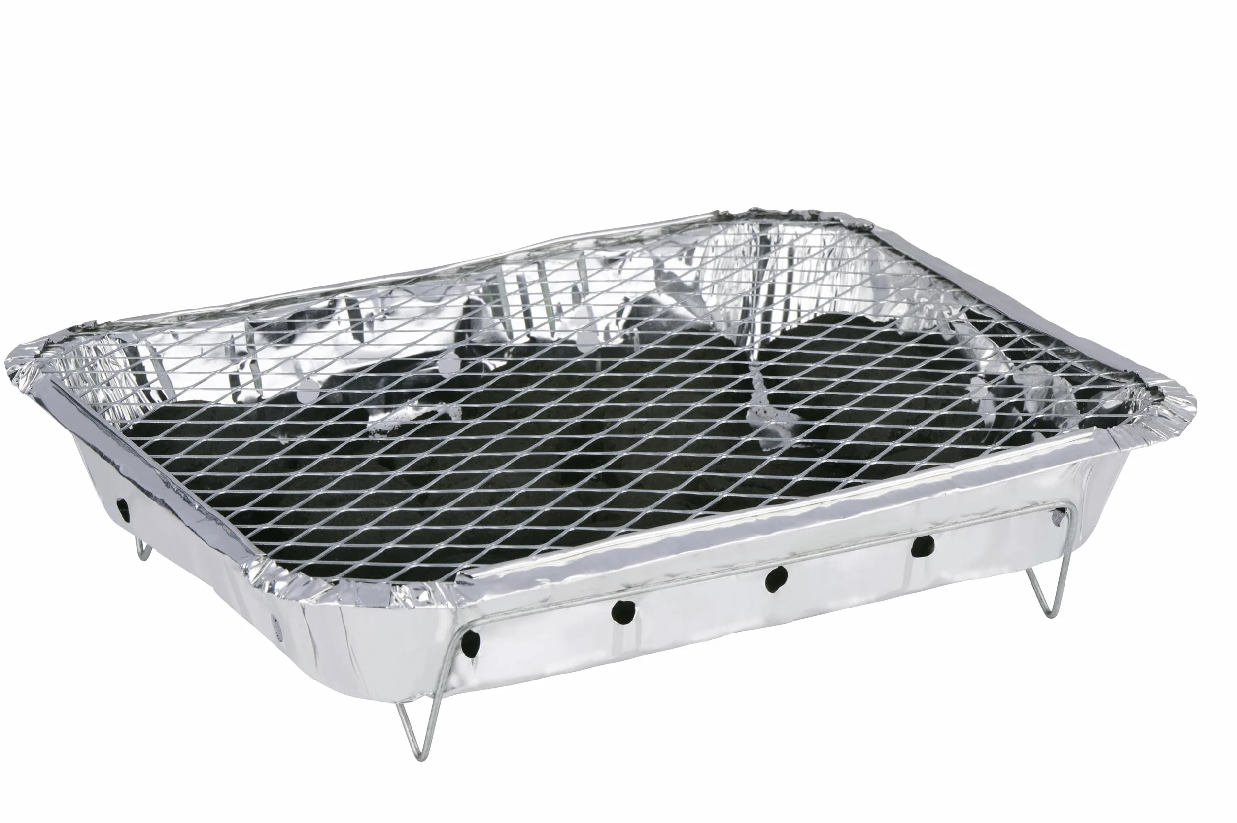Barbecue Jetable Alpina avec Charbon – Prêt à l’Emploi – Format Compact – Durée 1,5 H – Idéal Extérieur