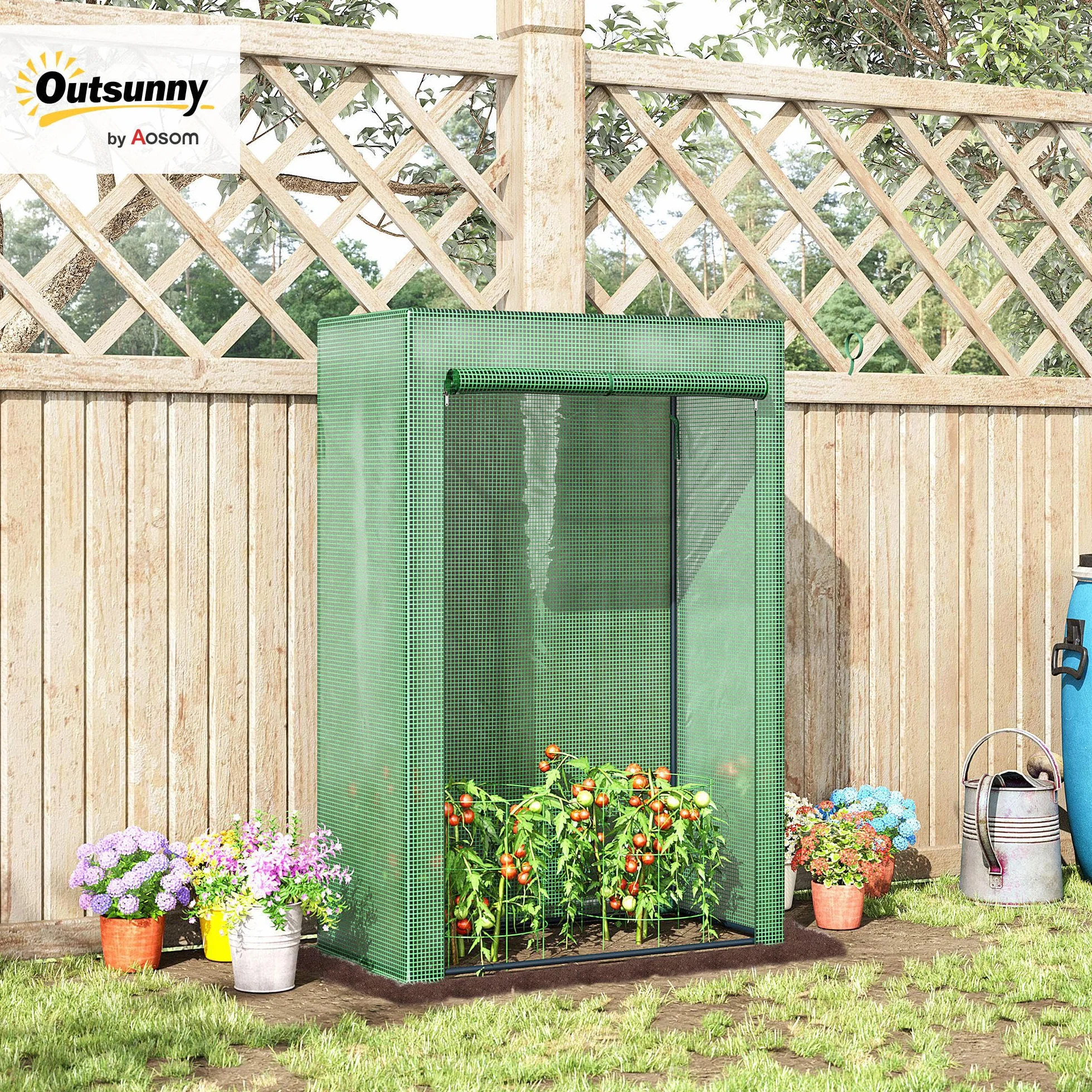 Outsunny Serre de Jardin 100x50x150 cm Vert, bâche renforcée PE, châssis en Acier, Porte zippée