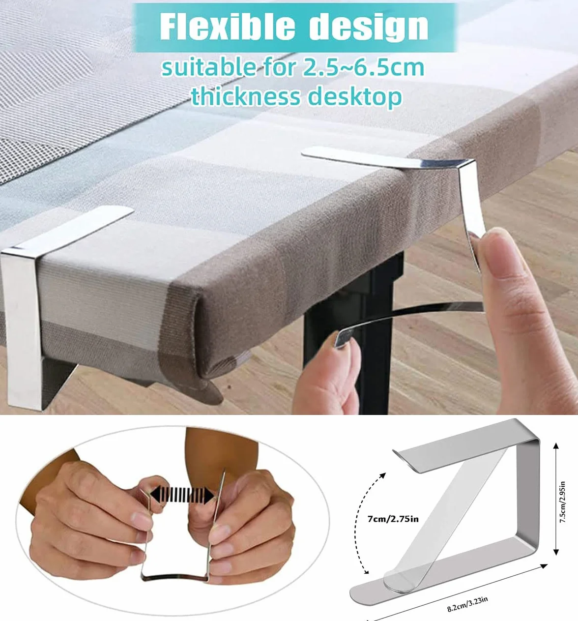 Pinces Nappe Acier Inoxydable 12 Pièces 8 x 7 cm pour Table de Jardin Extérieur
