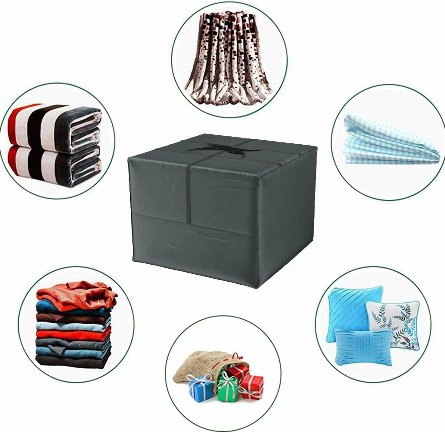 Sac de Rangement pour Coussins de Meubles de Jardin, Iimperméable, Anti-UV, Tissu Oxford 600D 80x80x60 cm