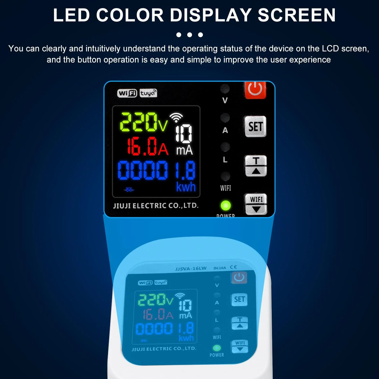 Jadeshay Wattmètre Prise Compteur d'Énergie WiFi Prise Consommation Electrique avec Écran LCD, Dispositif de Protection Contre Les surtensions 16A 230VAC, Contrôle Tuya APP