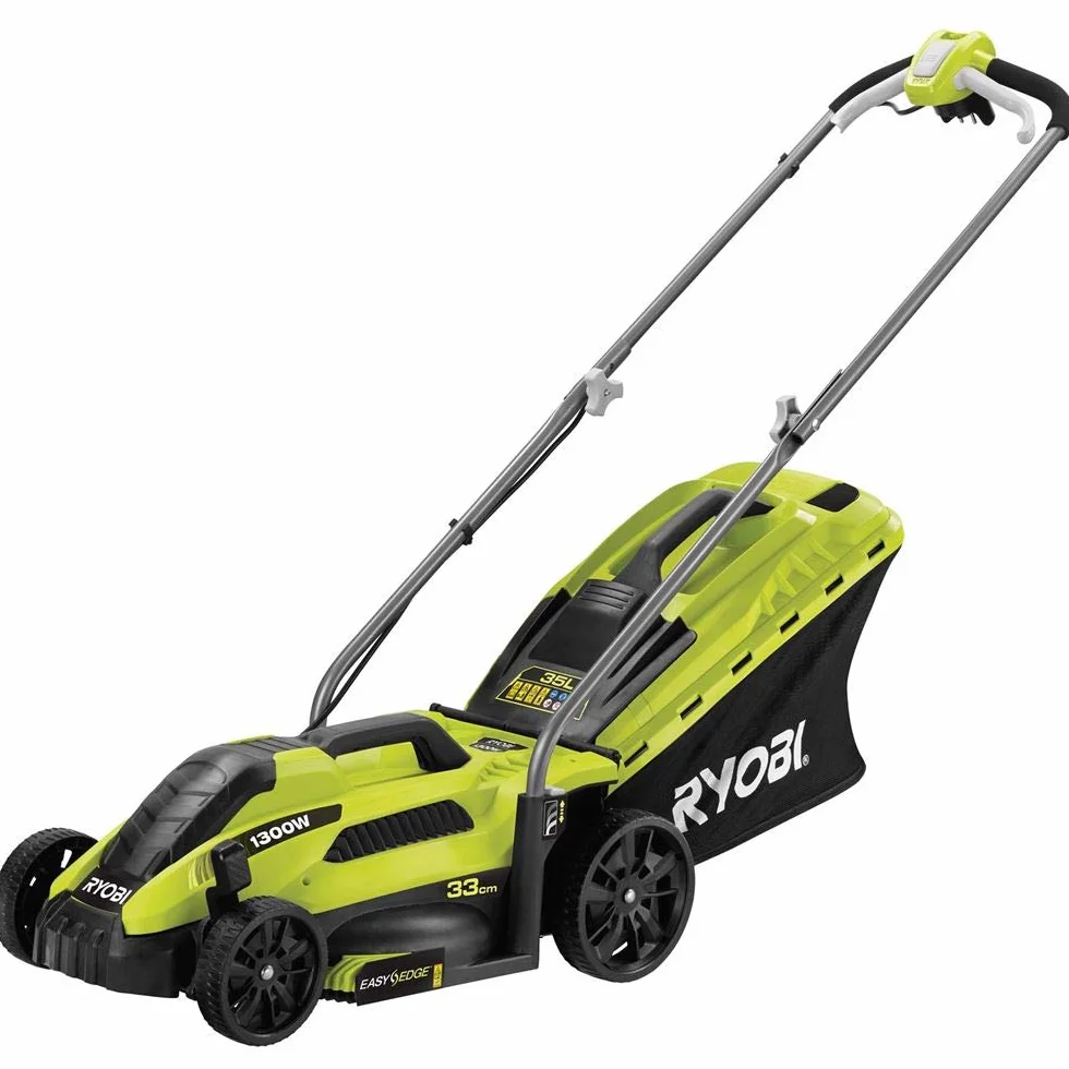 RYOBI Tondeuse électrique 1300W 33cm RLM13E33S Bac 35L Réglage Hauteur 2-en-1 Ramassage Mulching