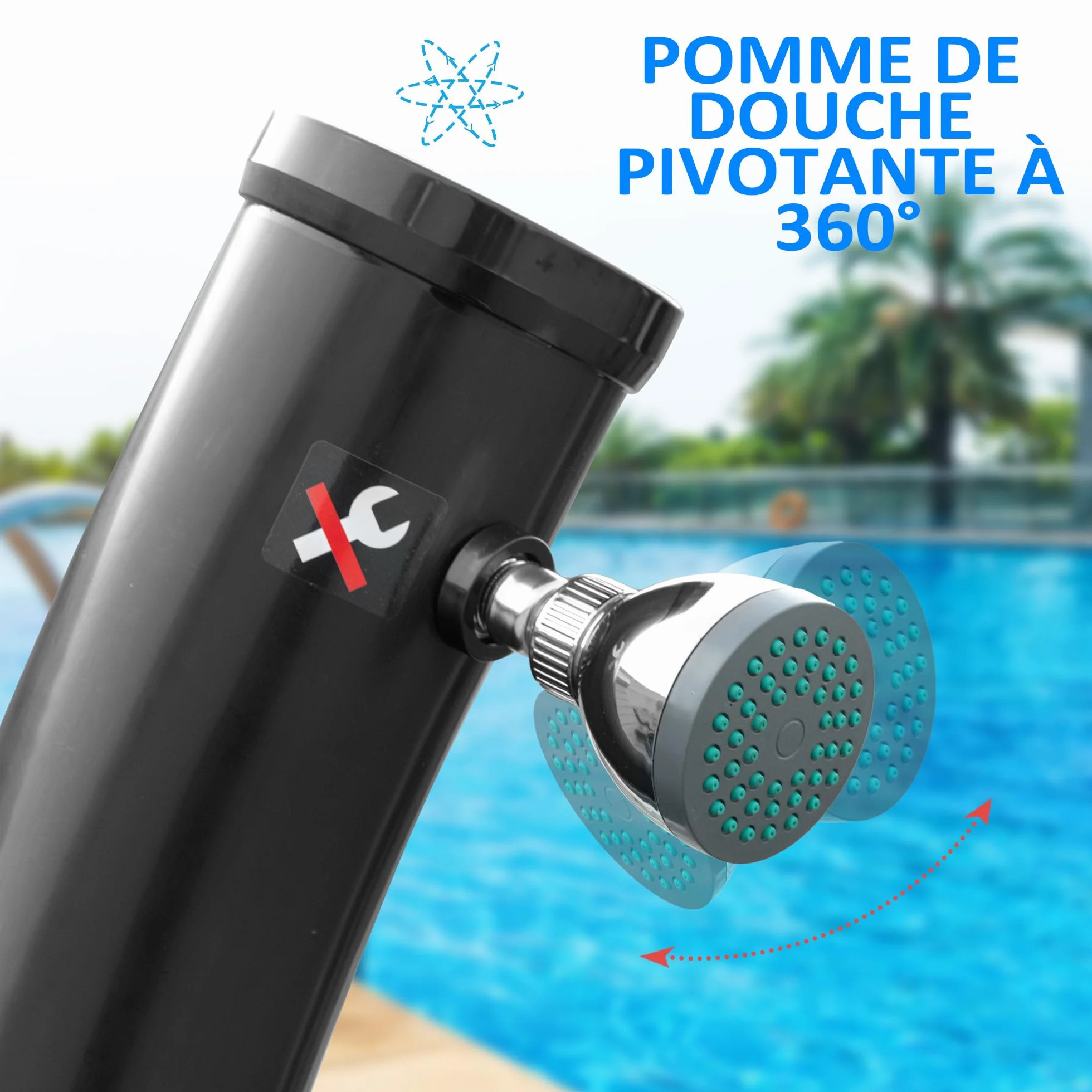 Outsunny Douche Solaire extérieur 20 litres réglable 60℃ Jardin Camping Piscine Plage Noir