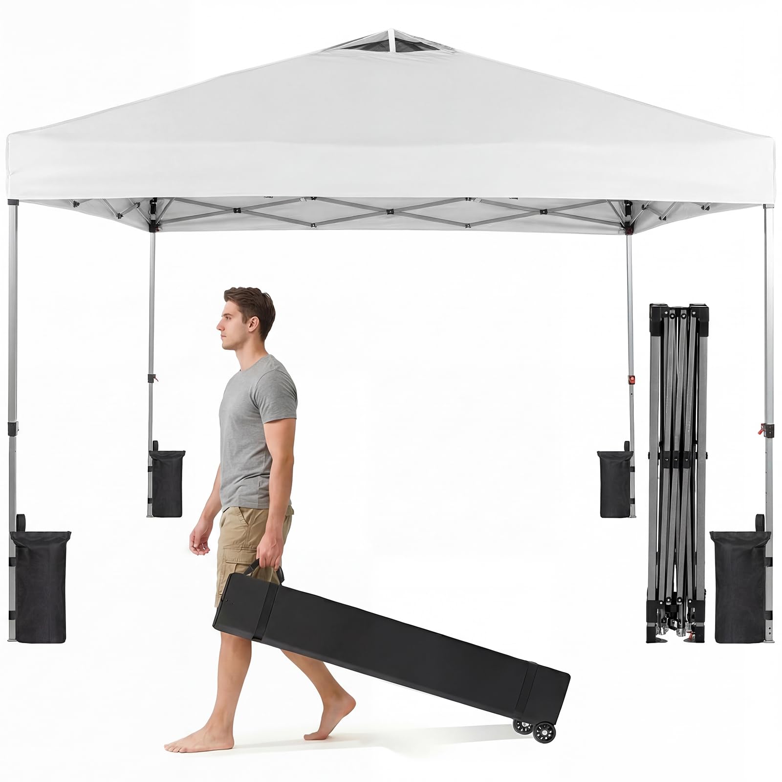 10x10ft Effortless Pop-Up Canopy with Rolling Bag
