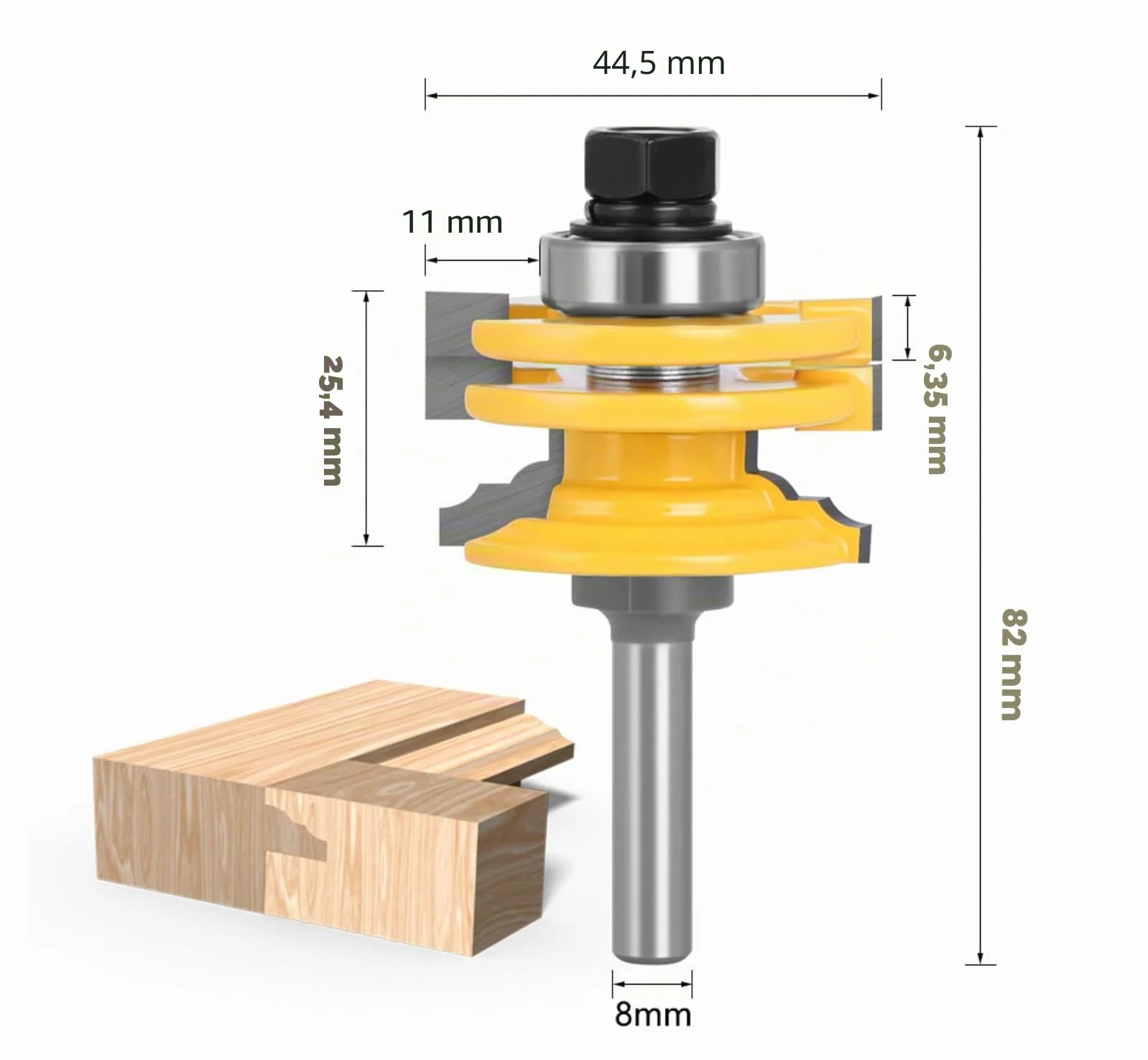 Lock Mitre Router Bit, APLUS Fraise à Bois, Fraise à Rainurer, Tenon Joint Cutter Pour Outil de Coupe du Bois Pour Machine de Gravure, Machine de Décogeupa, Shank 8mm
