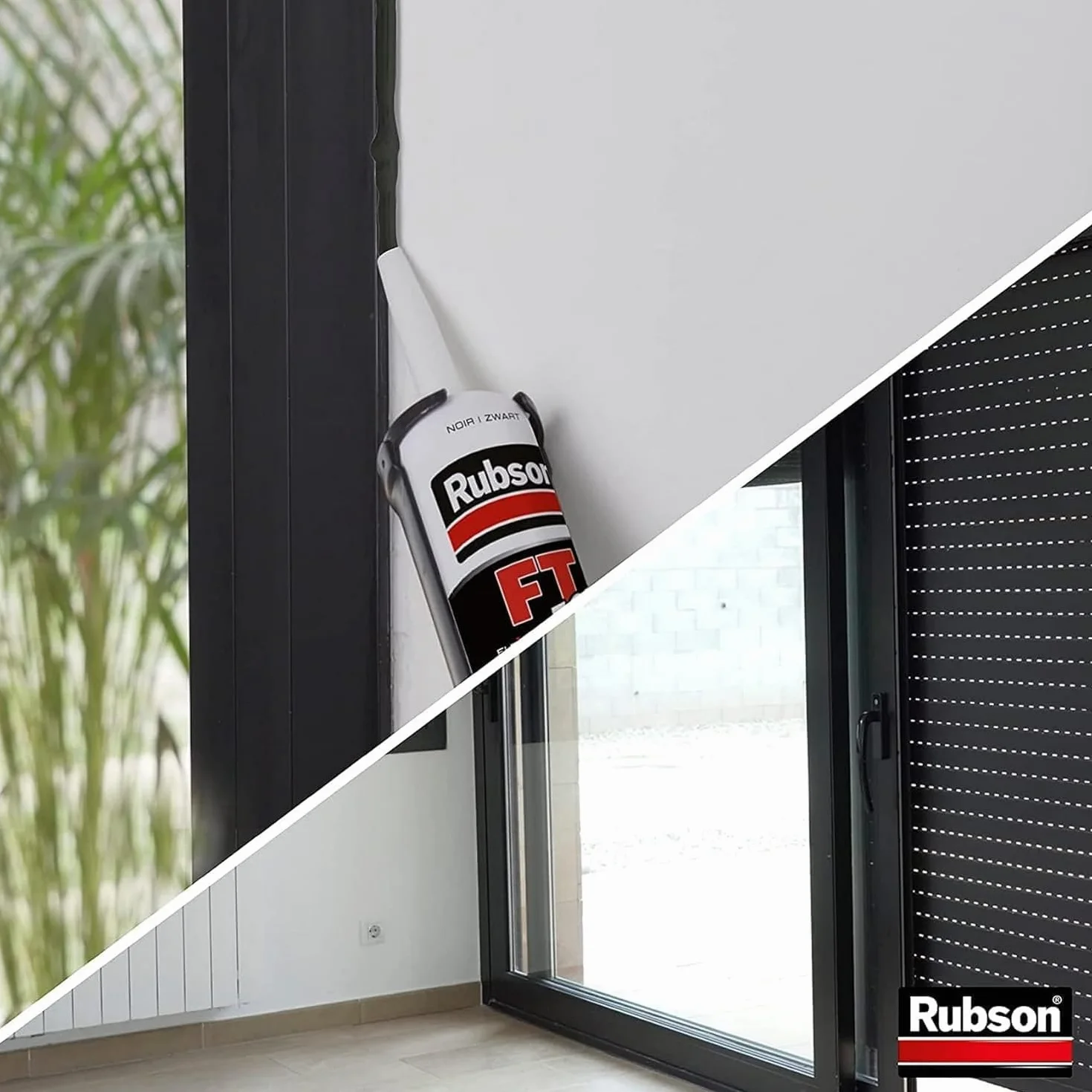 Rubson Mastic FT 101 Joint Fissure et Colle Noir (cartouche 280 ml) – Mastic polyvalent tous matériaux – Étanche et résistant