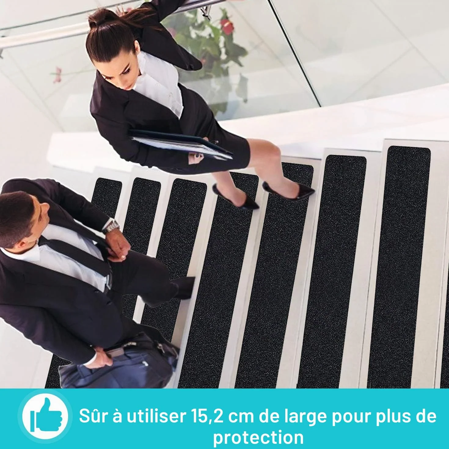 Bande Antidérapante Adhésive pour Escaliers, Friction, Abrasif pour les Sécurité, Escabeau, Intérieur, Extérieur, Haute Traction, 15CM x 5M, Noir