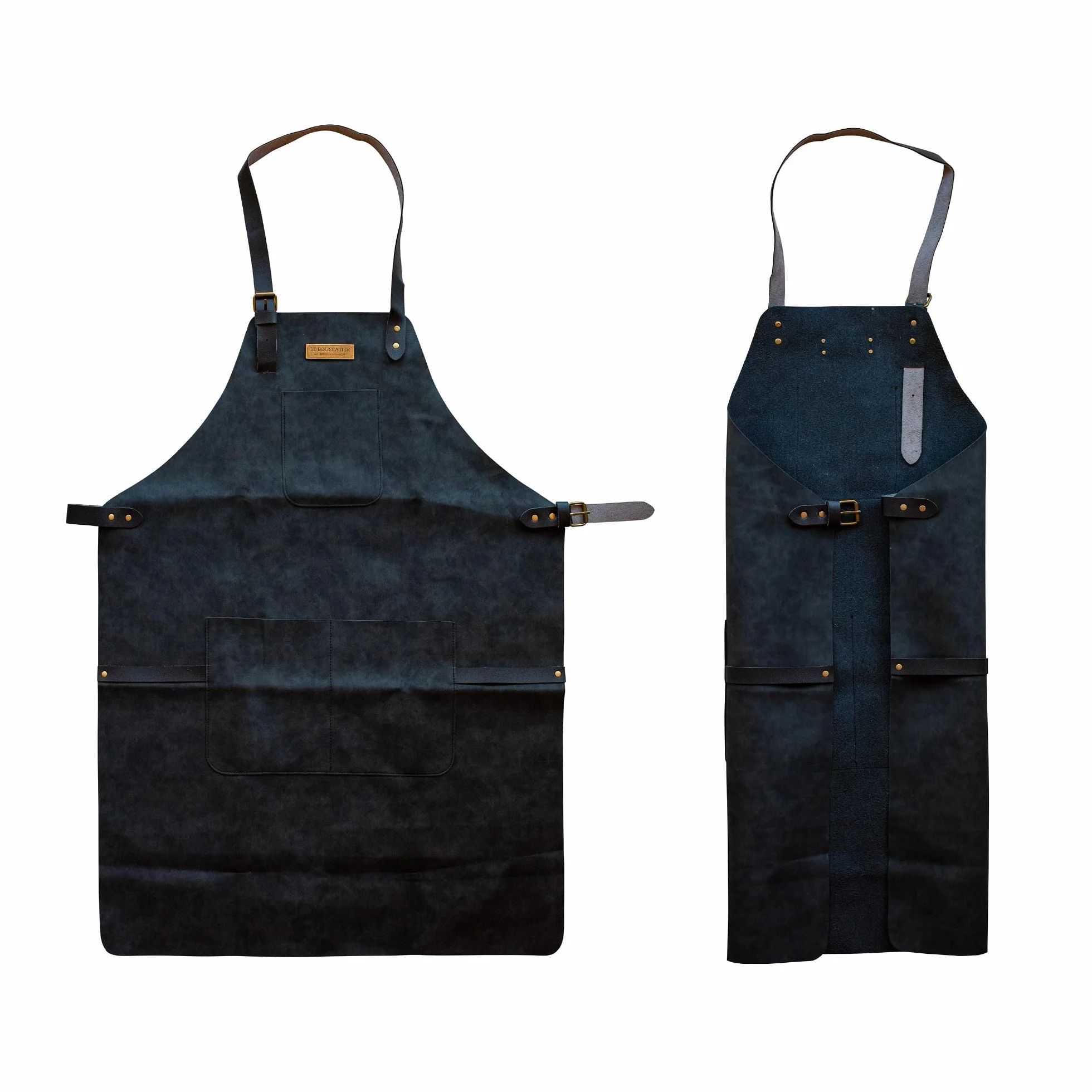 Le Bouscatier Tablier cuisine en cuir réglable résistant léger pour barbecue plancha brasero grillades