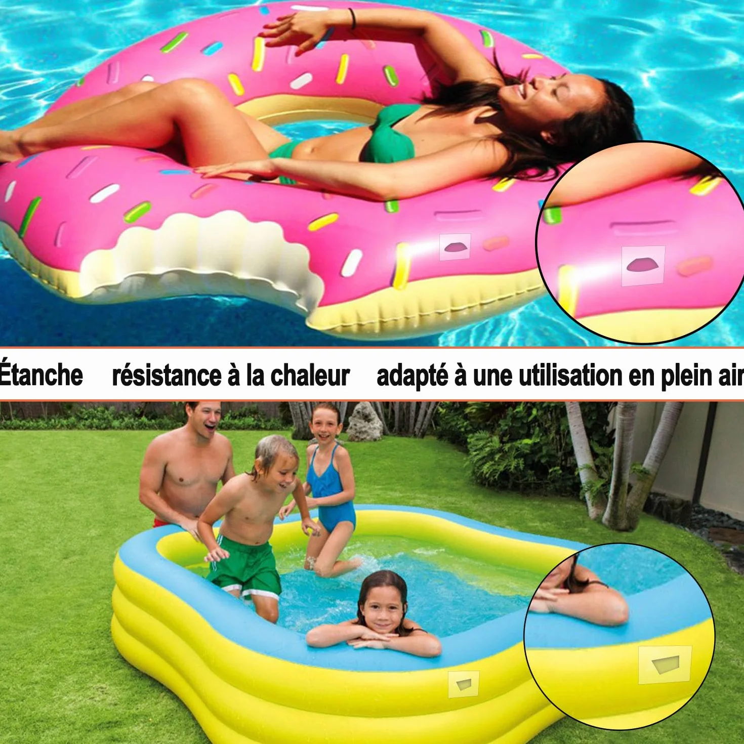 Kit de réparation TPU imperméable 6PCS pour piscine gonflable 8.8 x 8.8cm