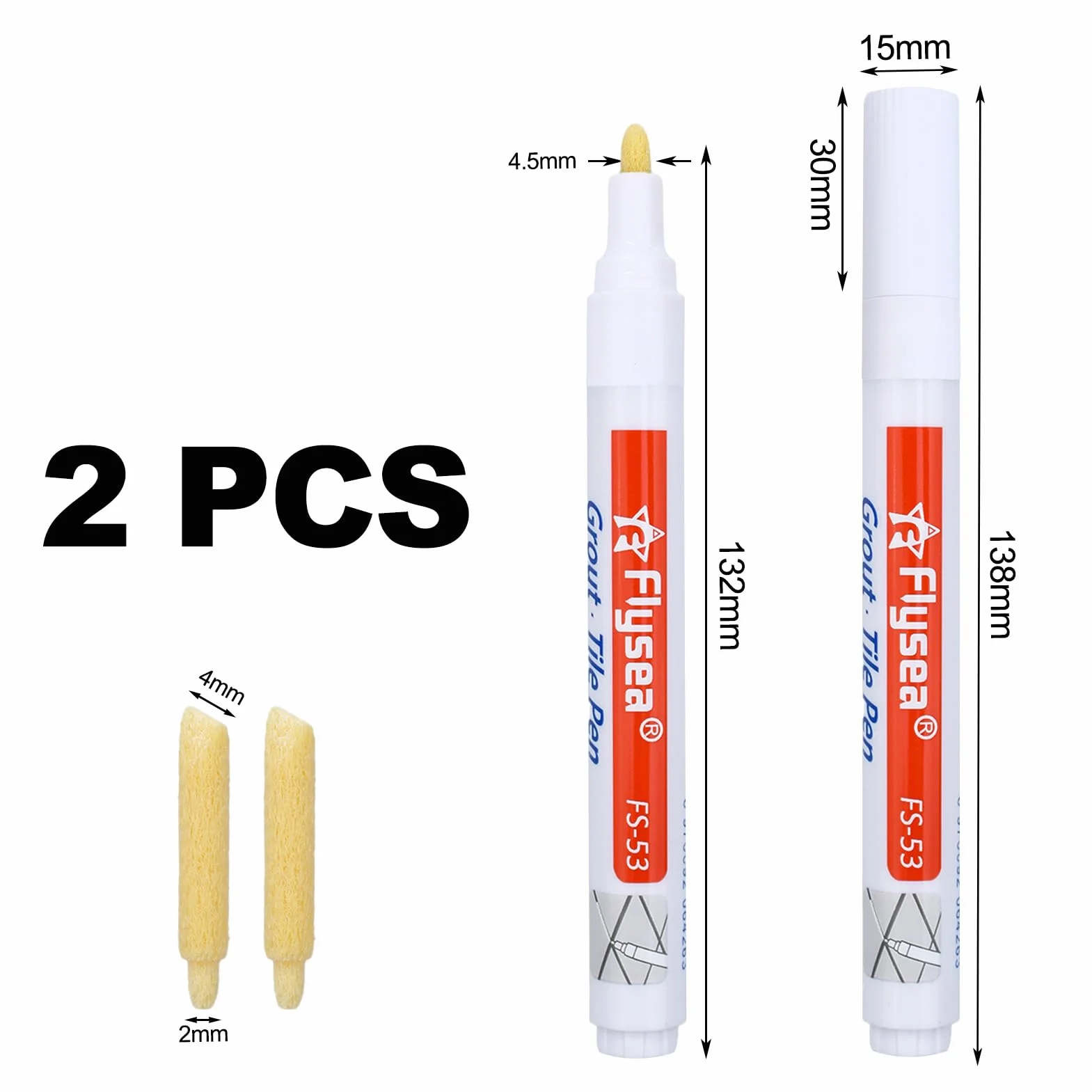 Argent2 Pièces Stylo Joint Carrelage, Blanchisseur Joint pour Cuisine, Salle de Bain, Murs, Sols, Carrelages(Blanc)