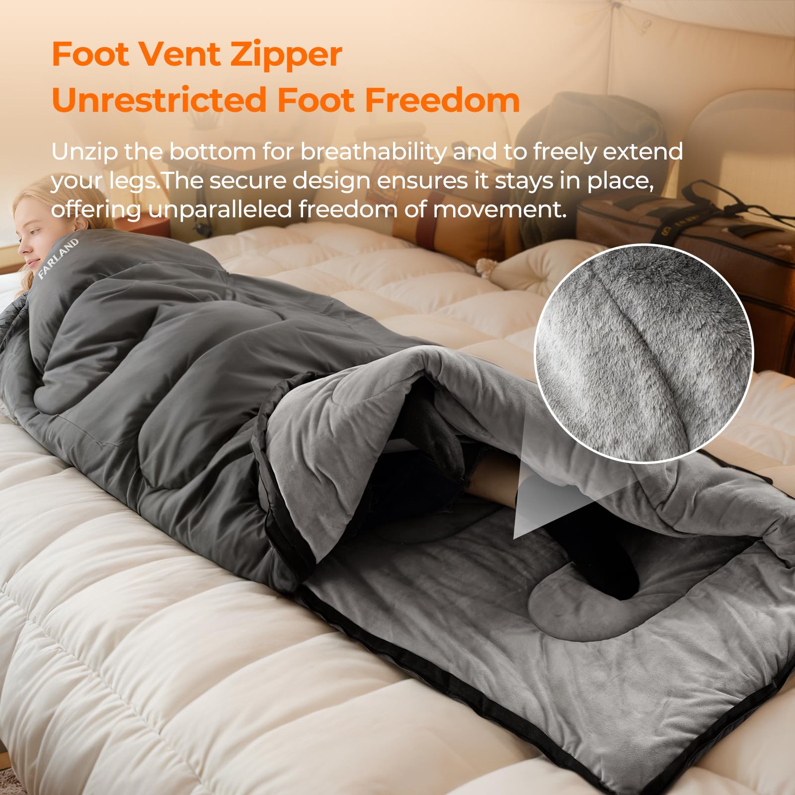 Plush Fleece-Lined Sleeping Bag with Compression Sack for All Seasons