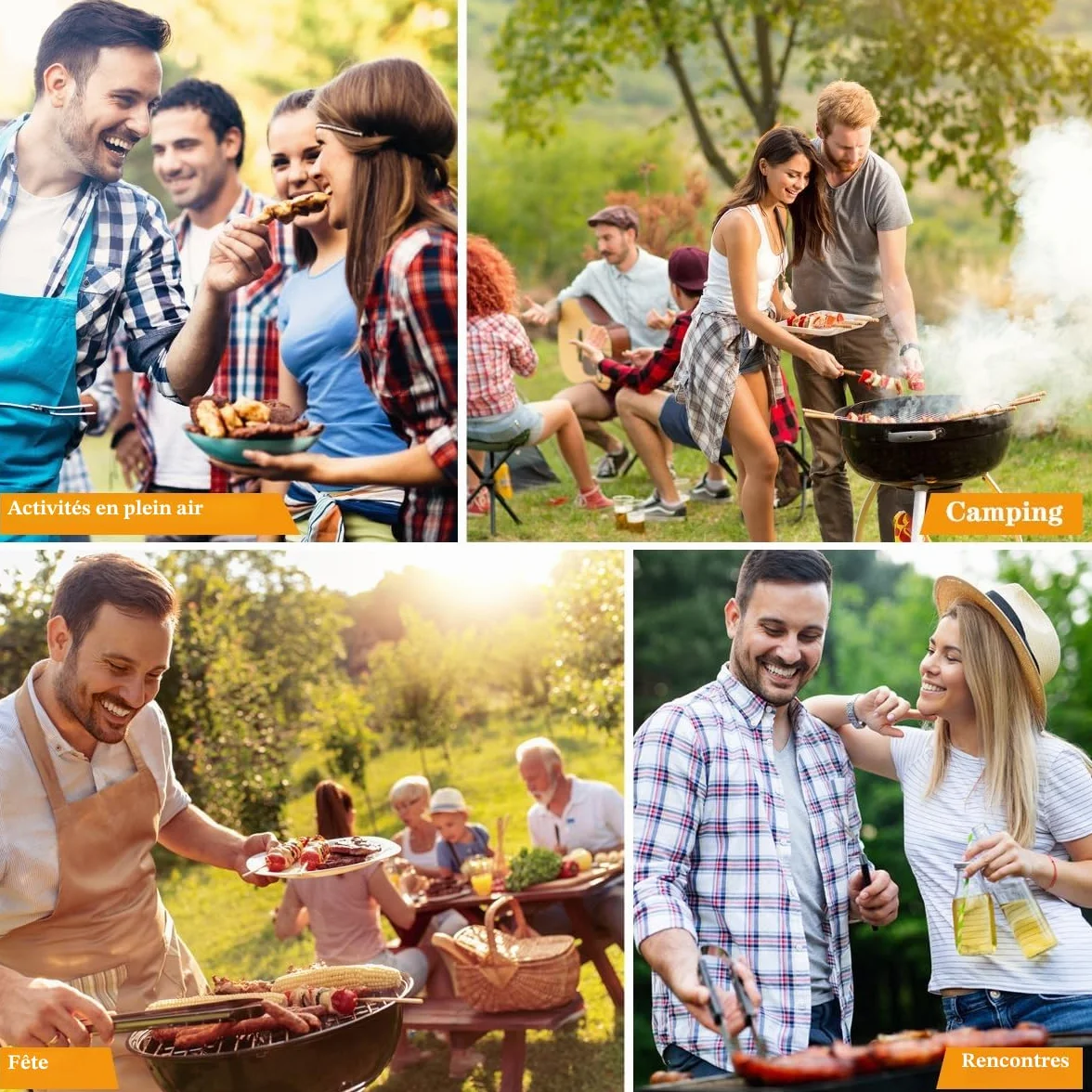 Lot de 6 Ustensiles de Barbecue en Acier Inoxydable avec Sac de Transport