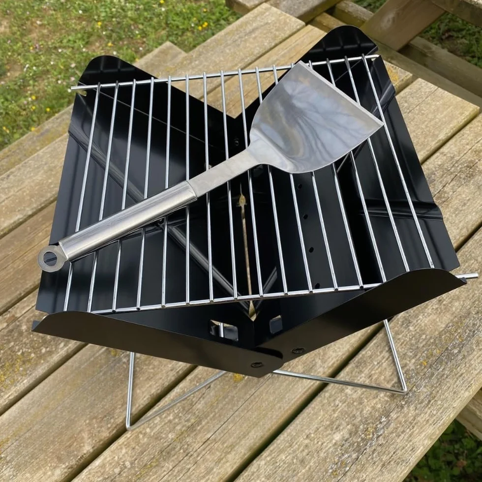 Spatule Inox Manche Ergonomique pour Plancha Barbecue Ustensile Cuisine Résistant