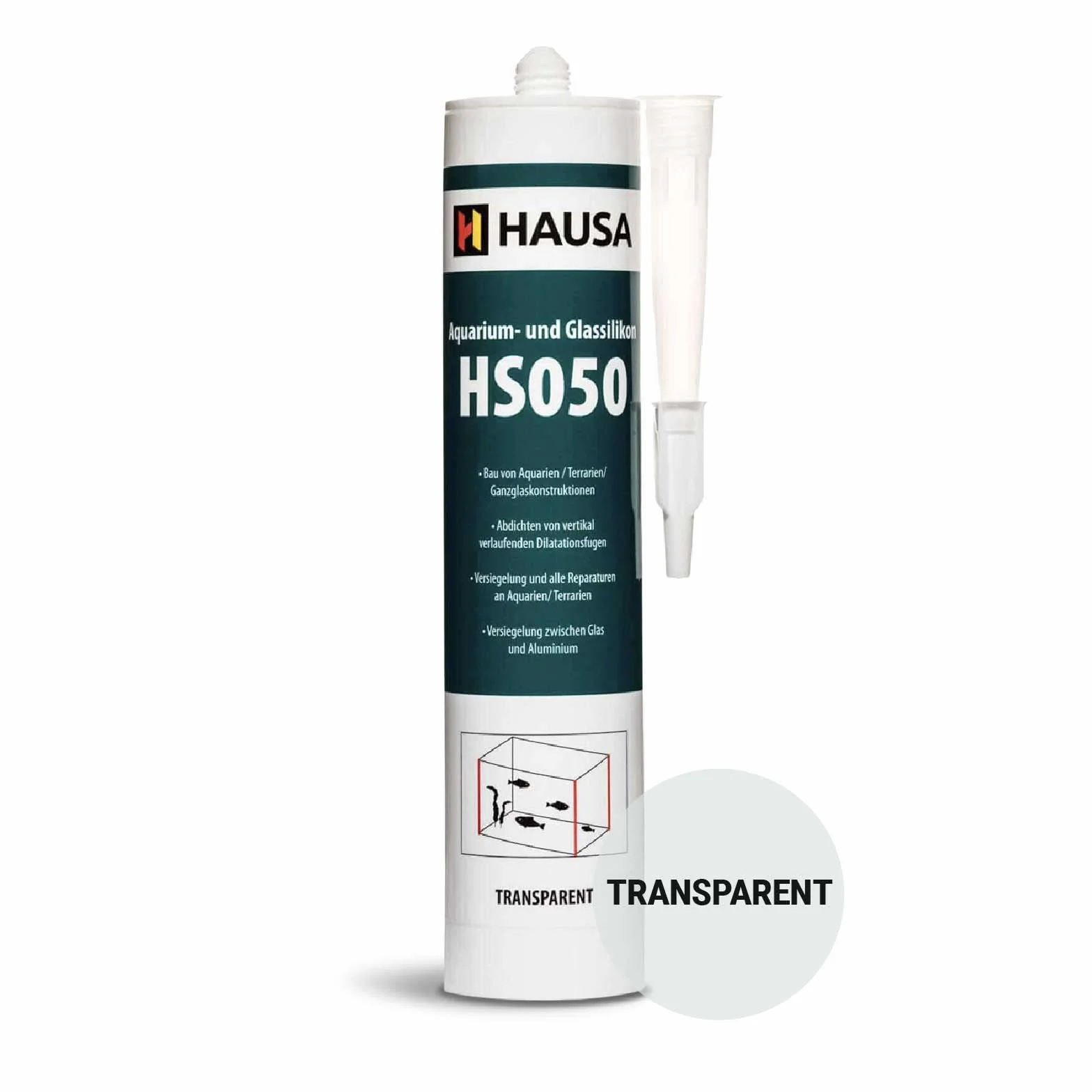 HAUSA Aquarium Silicone Verre Silicone HS050 Colle et mastic silicone professionnels pour aquariums terrariums et constructions en verre Résistant à l'eau douce et à l'eau de mer 310ml transparente