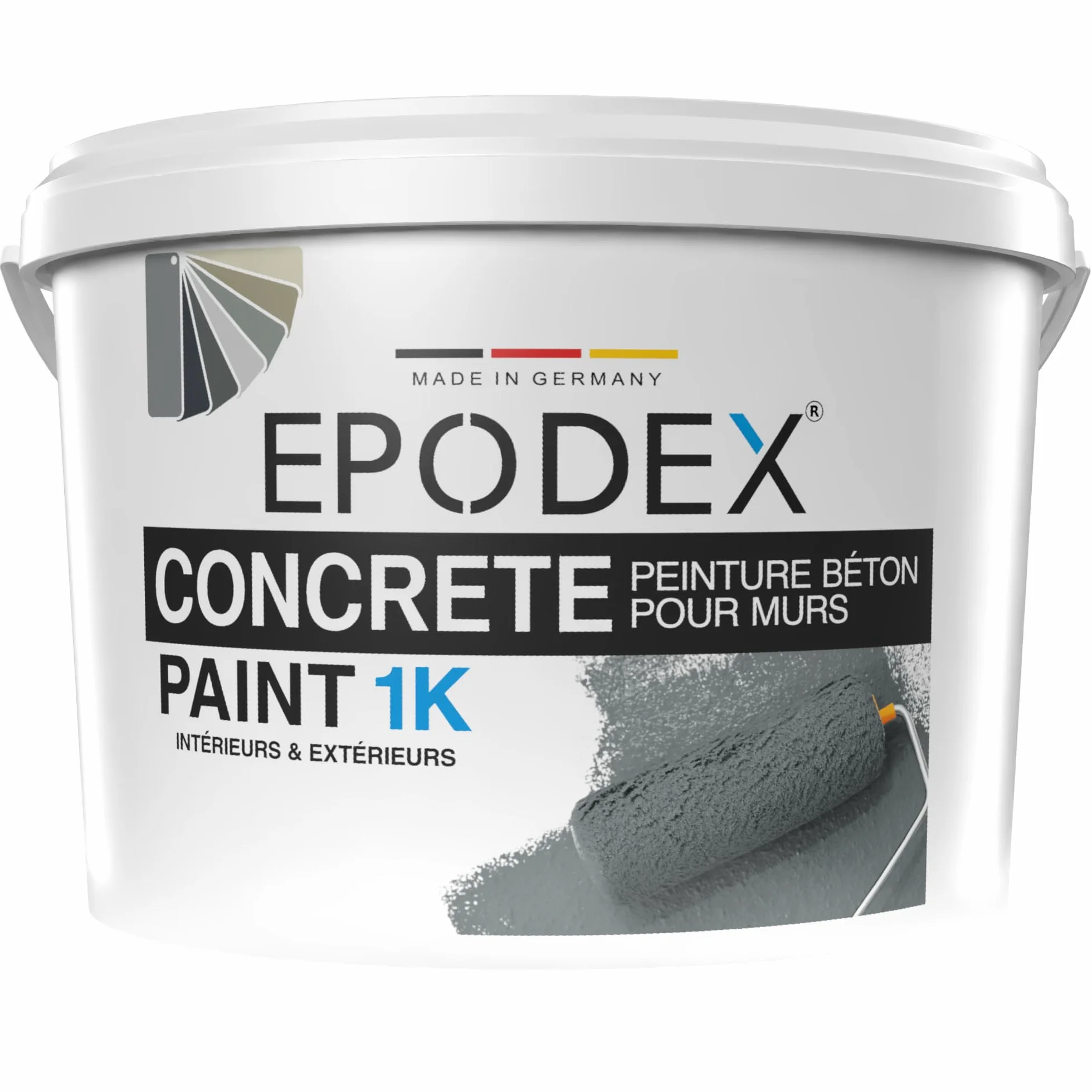 EPODEX 1K Peinture béton, revetement sol & mur, résistante UV, intérieur extérieur, 2kg Blanc Polaire