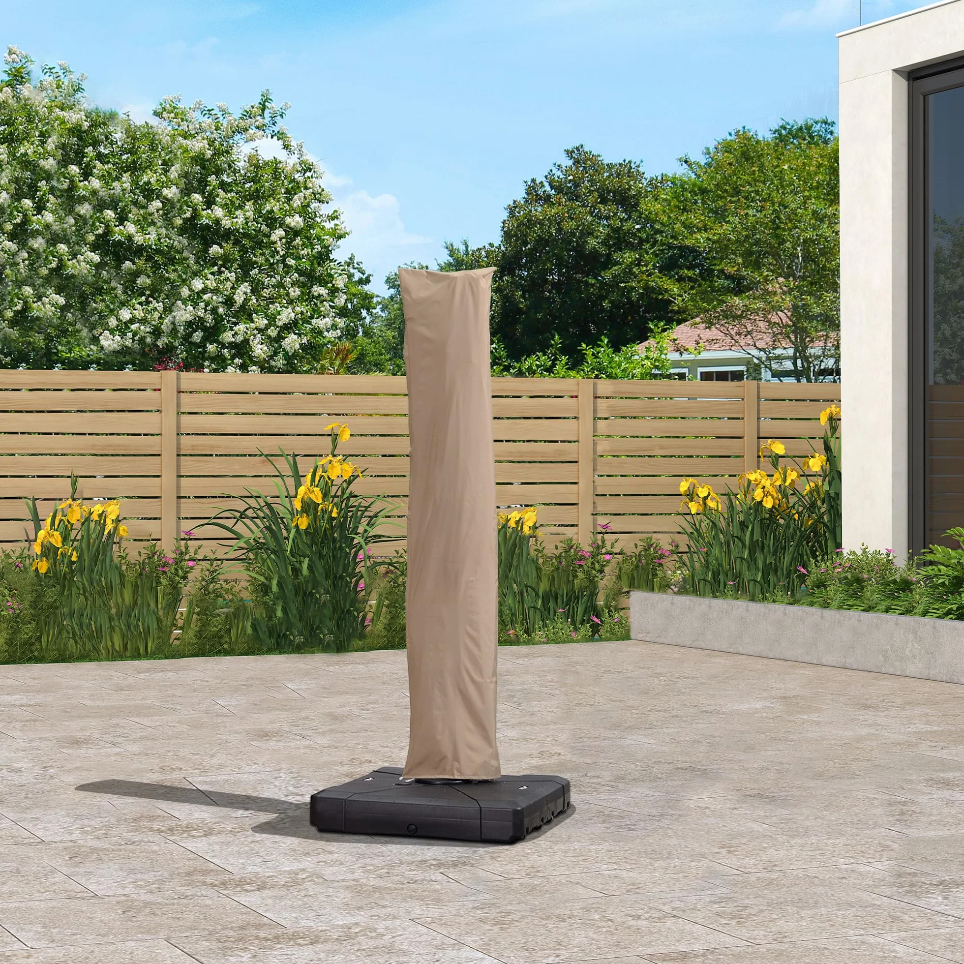 PURPLE LEAF Housse pour Parasol de Jardin 281 x 61 cm UV Résistant avec Bâton Zip Beige