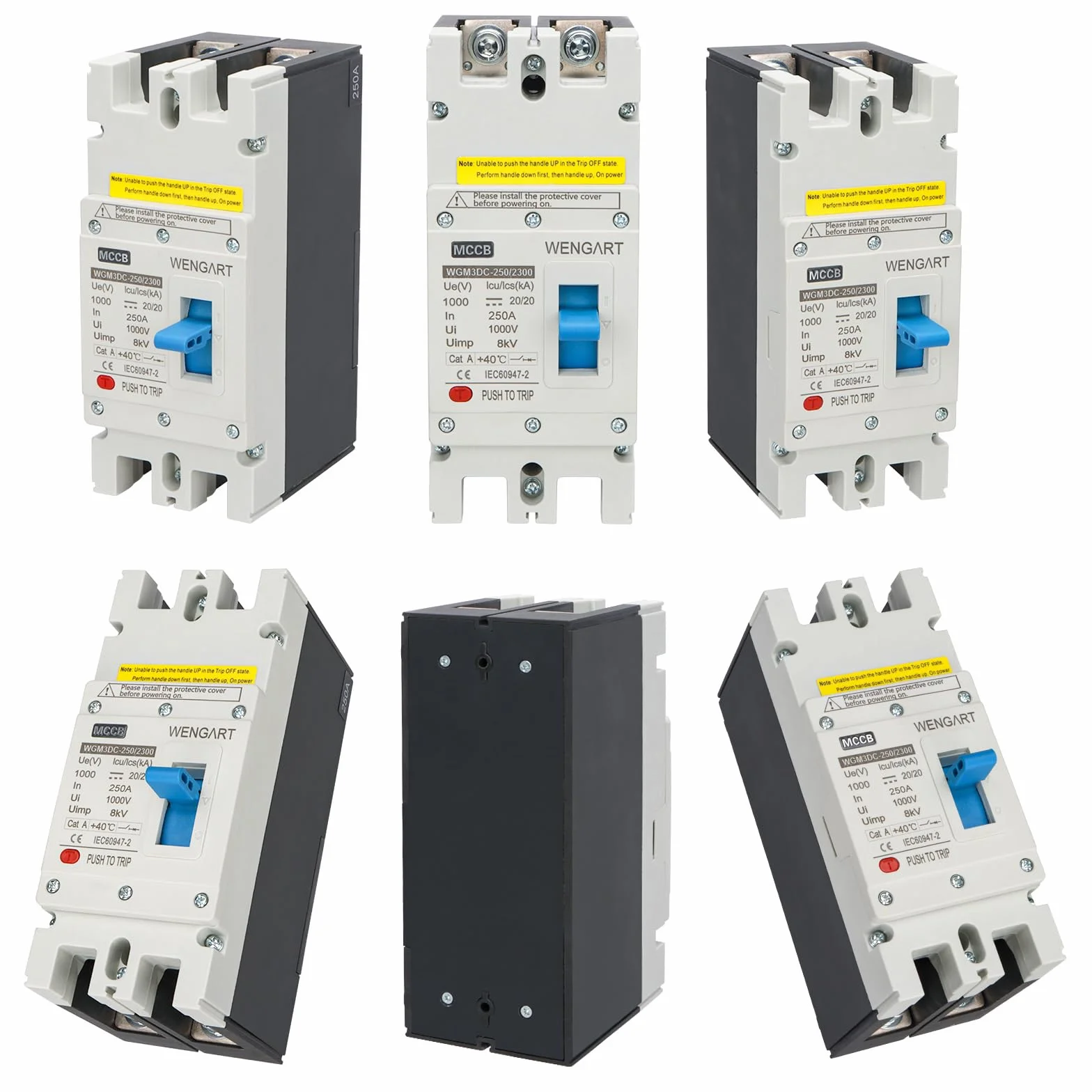 Wengart Disjoncteur Boîtier Moulé DC 250A - WGM3DC-250 - DC 1000V (2 Pôles) - Haute Performance pour Systèmes Photovoltaïques et Réseaux Ferroviaires - Pouvoir de Coupure Renforcé