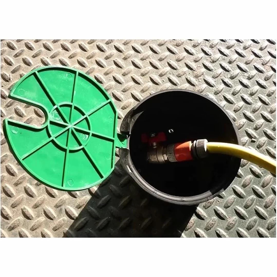 Arquette d'irrigation circulaire à enterrer 3/4" mâle Ø Base 17 cm Ø Couvercle 19 cm Hauteur 14 cm