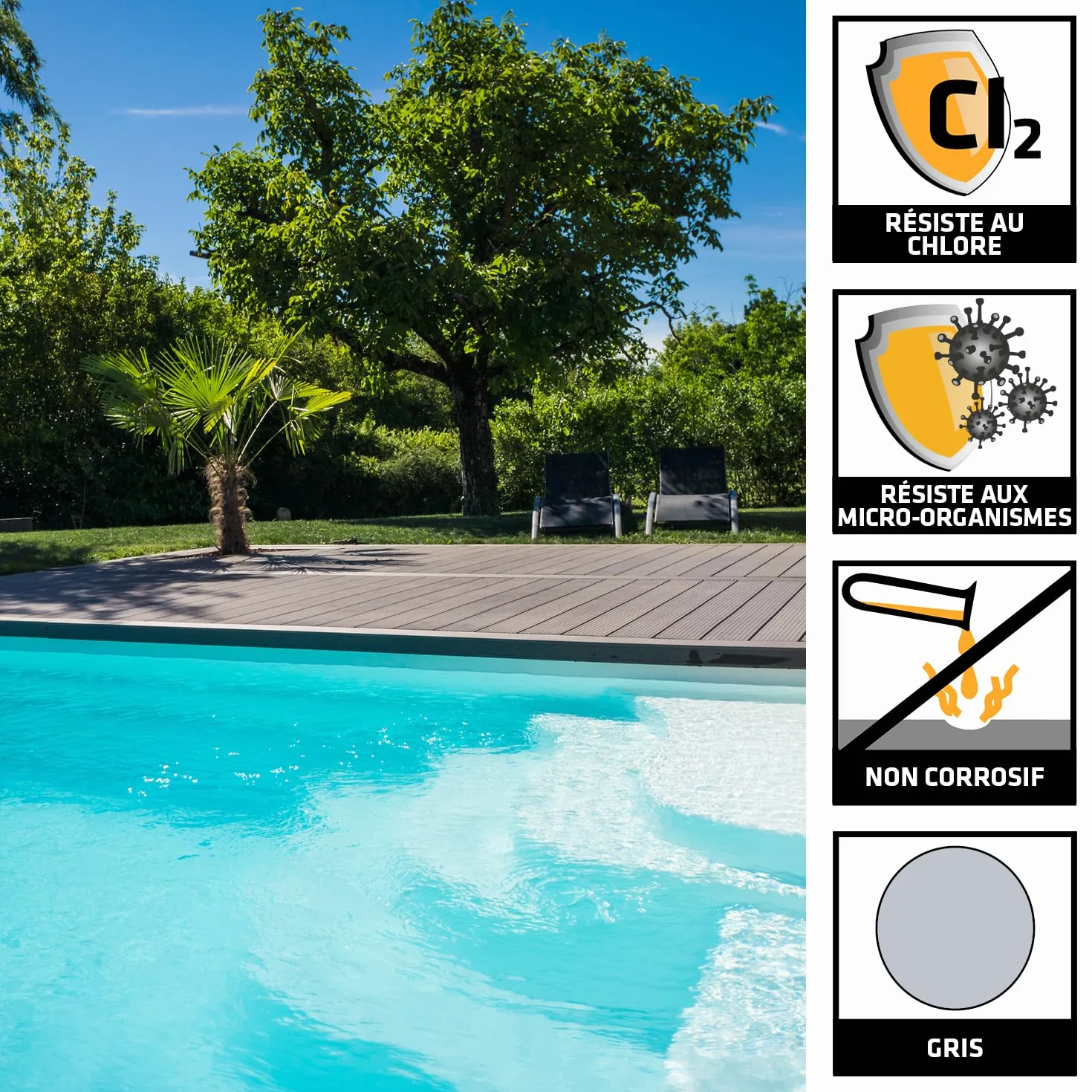 SIKA - SikaSeal 163 Piscine & Bassin, Mastic silicone spécial joint pour piscine, Idéal pour une immersion permanente, Resistant au chlore, Multi-support, 300ml Gris (Sikasil Pool)