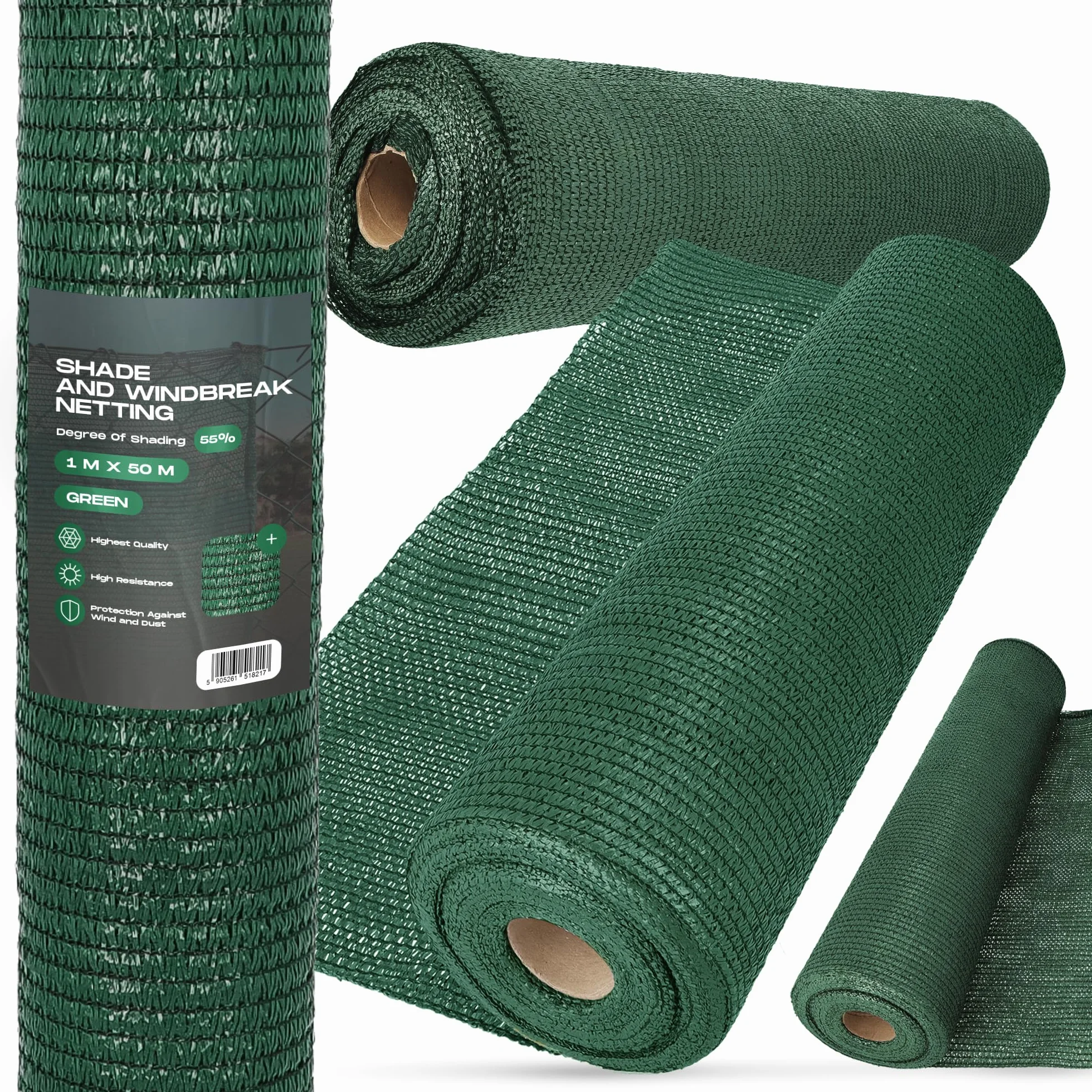 Instalguru Filet d'Ombrage 1m x 25m 55% UV Résistant Déchirures Vent Jardin Balcon Terrasse
