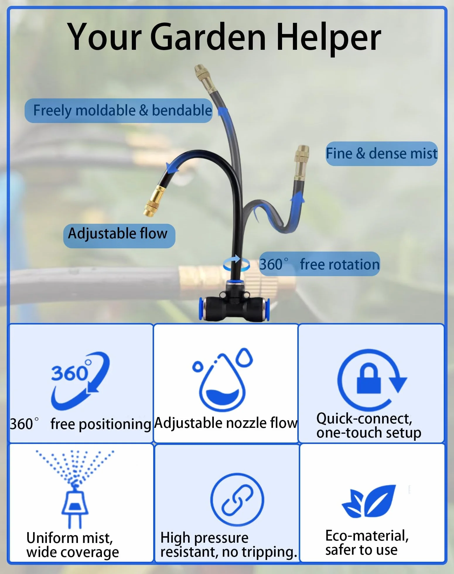 Système d'Irrigation Goutte-à-Goutte Arrosage Automatique Jardin Buse Brumisatrice Réglable 360° Tête Arroseur Rotative Haut Débit