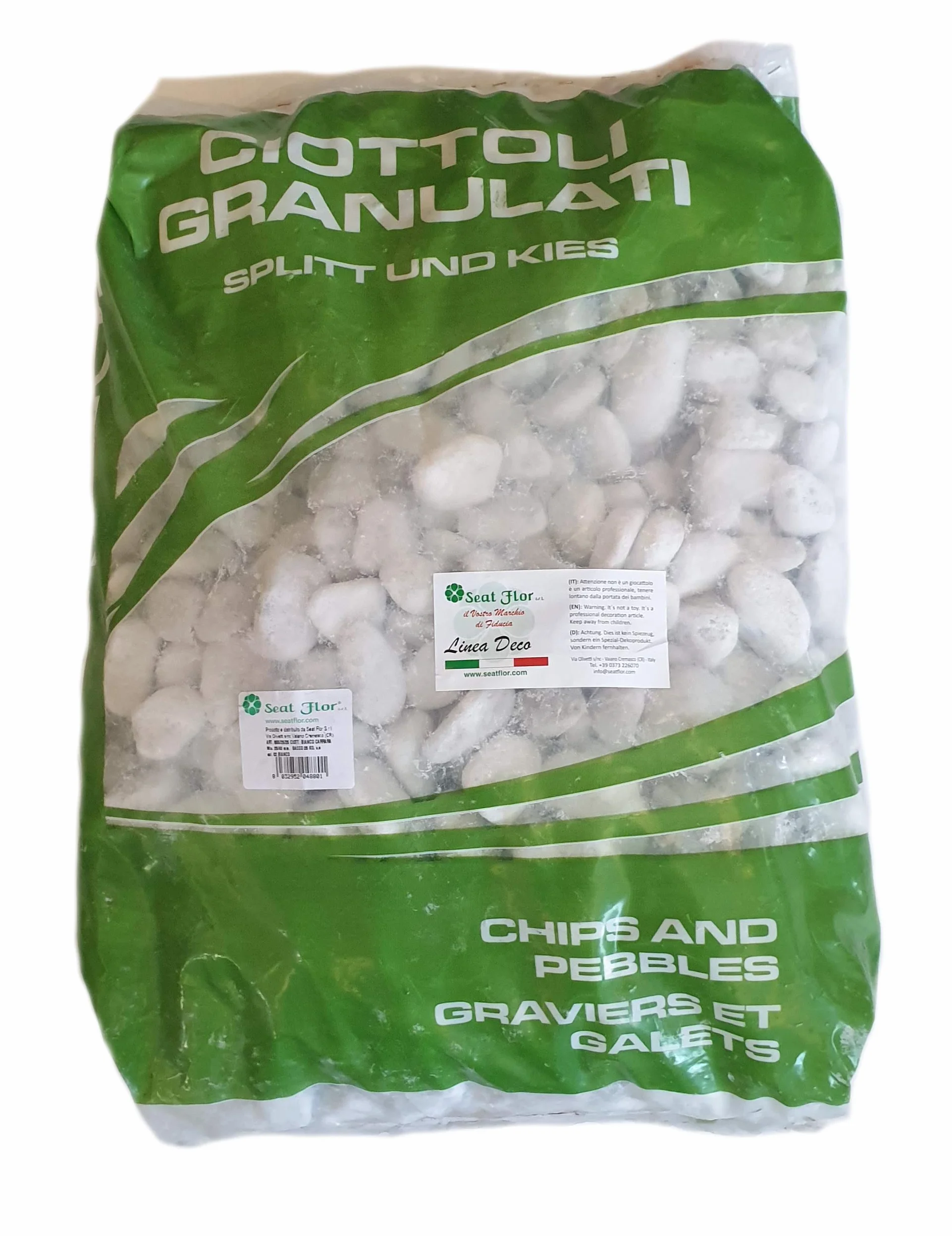 Galets de marbre blanc Carrara 25/40 mm sac 25 kg pierre blanche jardin