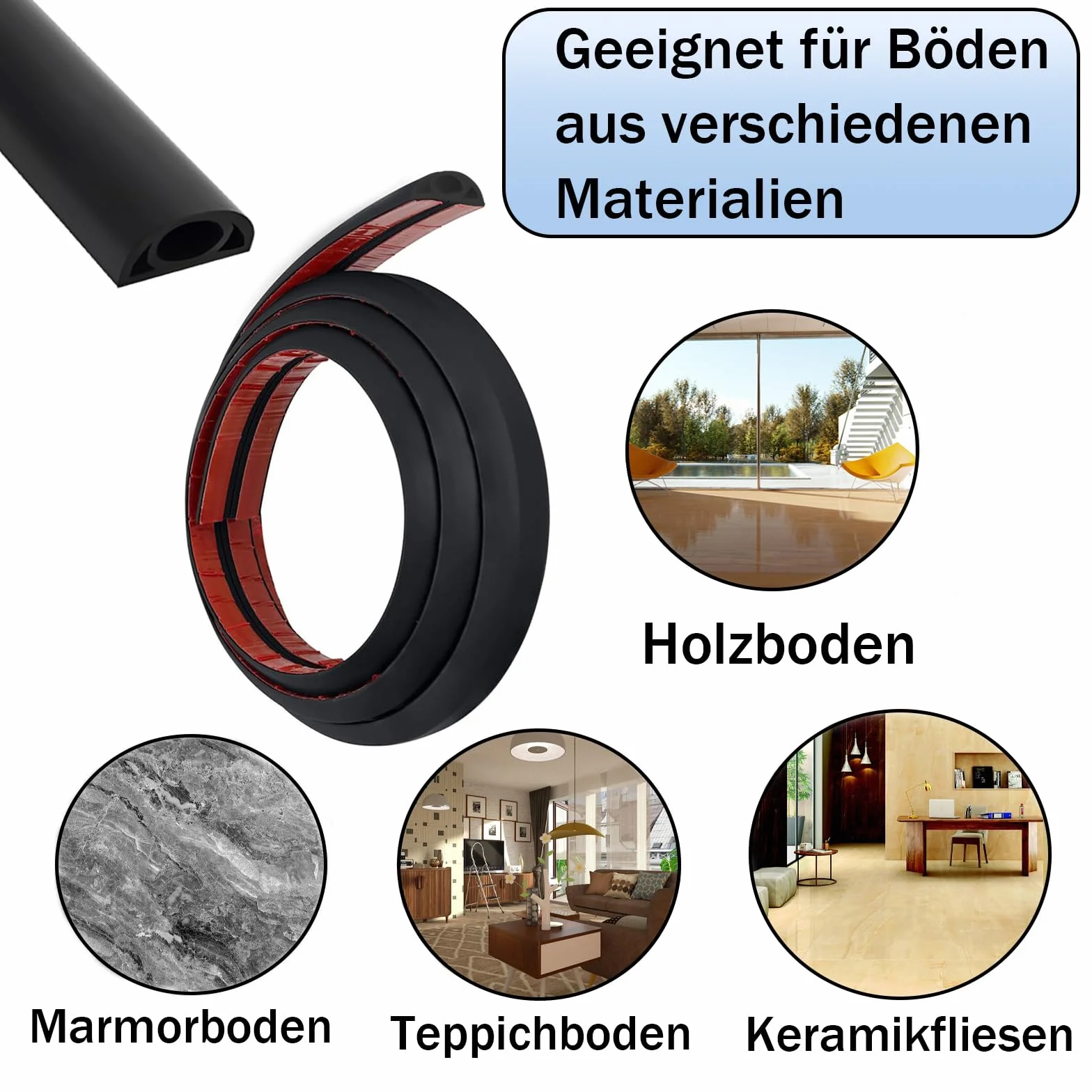 Goulotte Passe Cable Sol, Goulotte Autocollante 20 mm (L) x 10 mm (H) x 3 Mètres de Longueur, Protege Canal De CâBle, pour Câbles électriques Domestiques, Protection de Câble, Cache-Câble, Noir