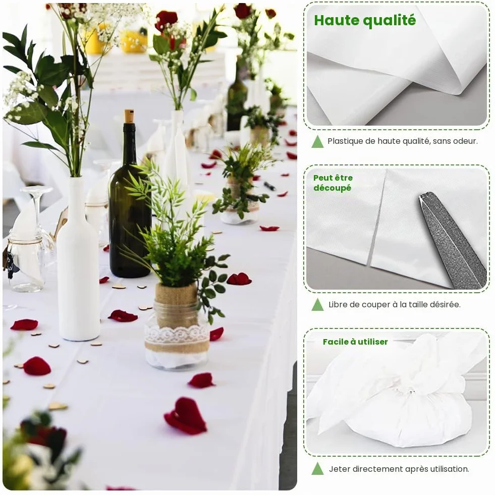 Nappes Jetables PEVE 150x240cm Imperméable Blanche Lot de 20