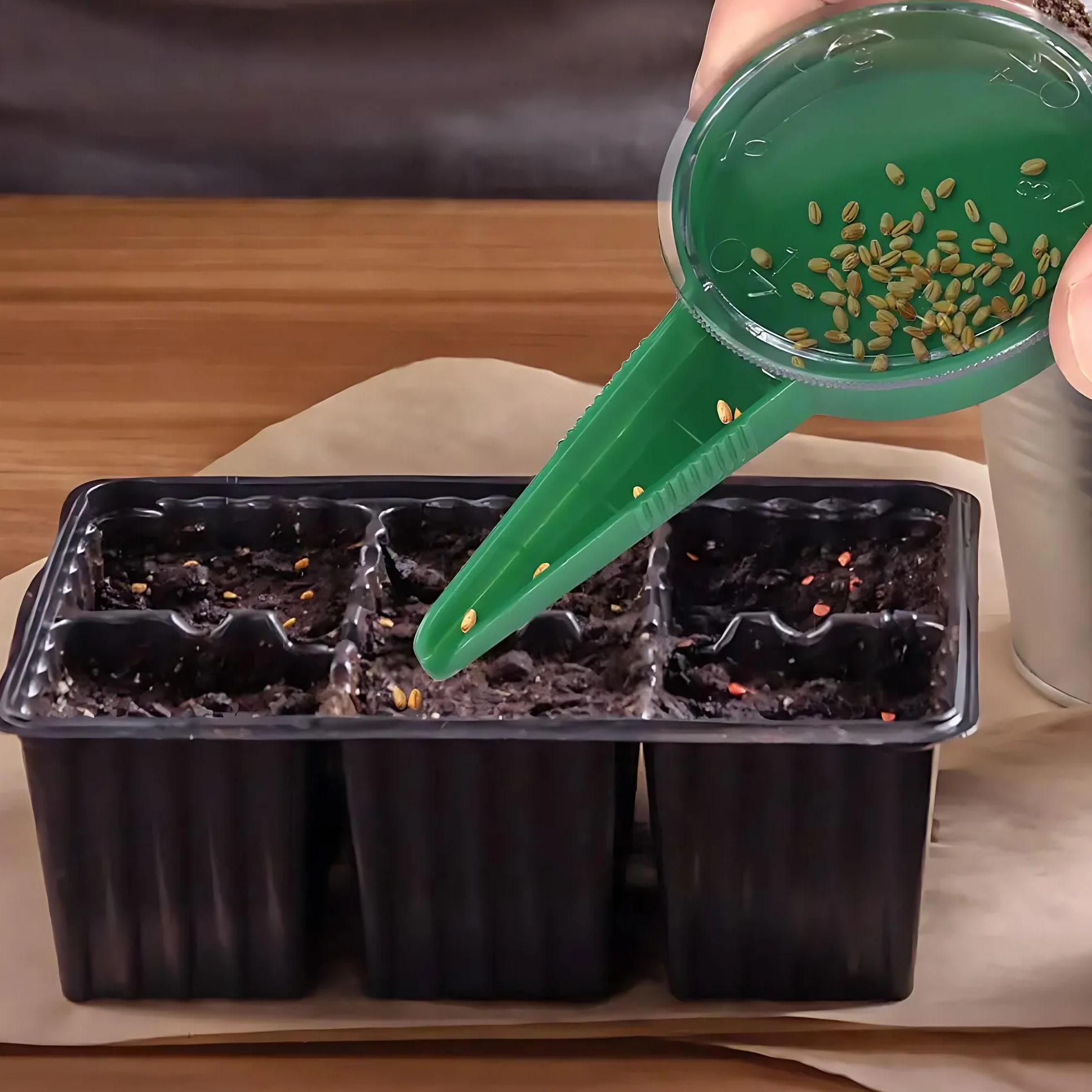 Plastique Outil de Semis de Jardin, Distributeur de Semences Semeur avec Cadran 5 Réglages